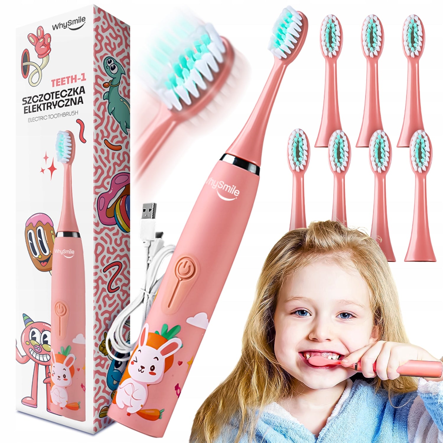 Children's Sonic Electric Toothbrush RABBIT + 8 Tips