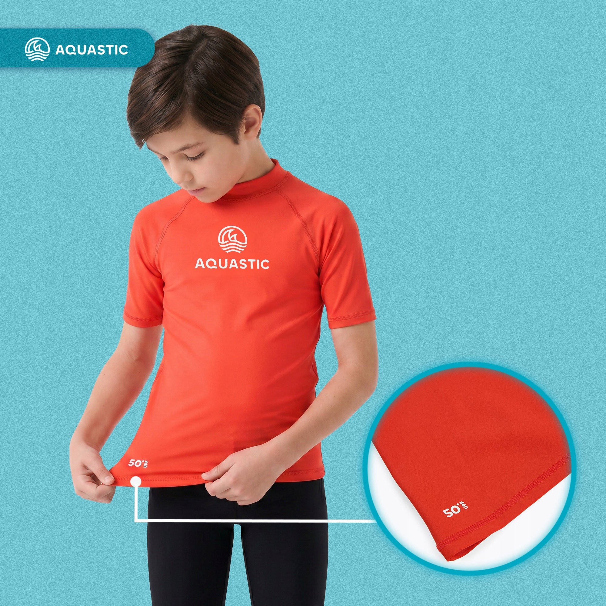 Children's T-shirt AQUASTIC Rimos UV 50+ UPF orange 141-150 Sleeve short sleeve