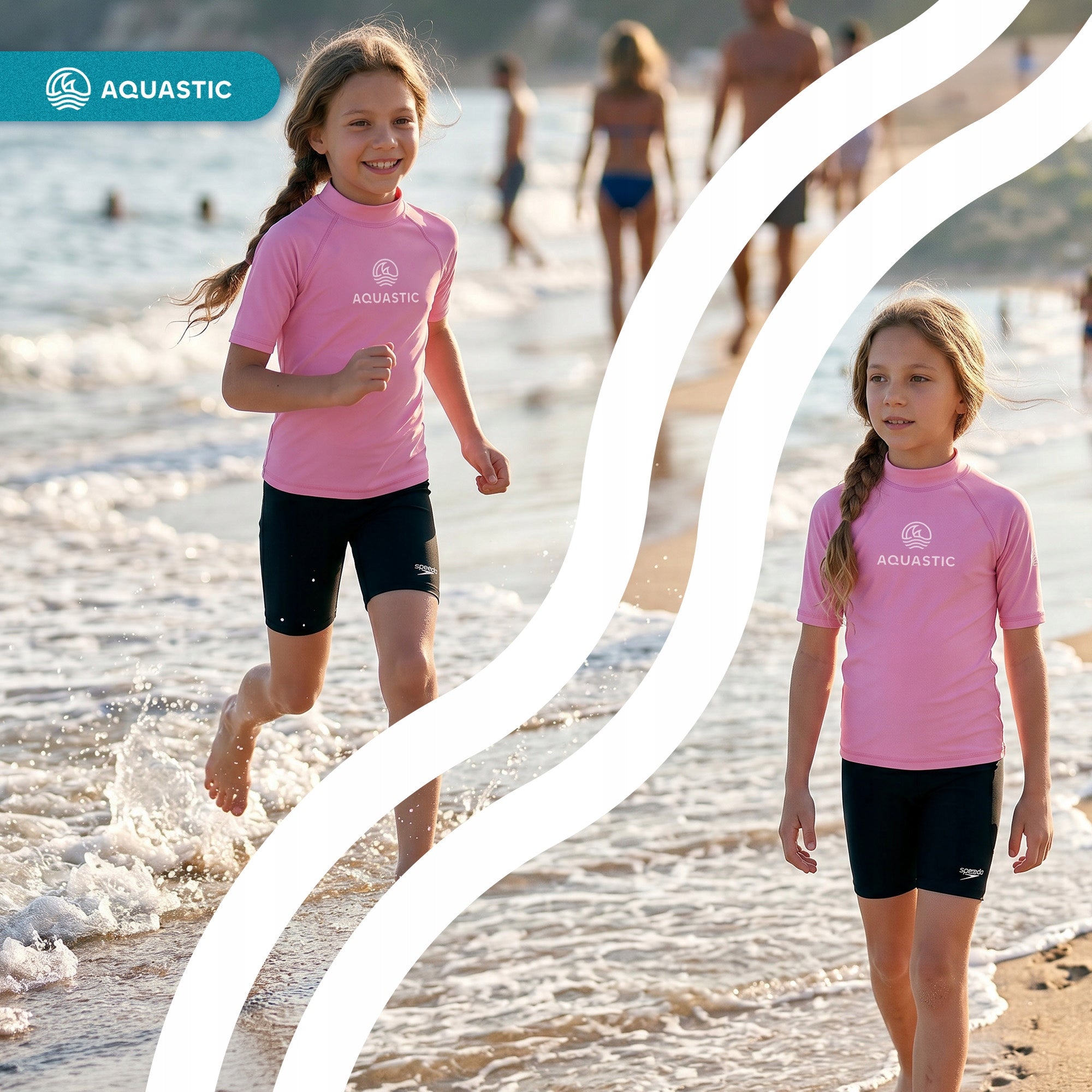 Children's T-shirt AQUASTIC Rimos UV 50+ UPF pink 141-150 QUICK-DRYING Material other