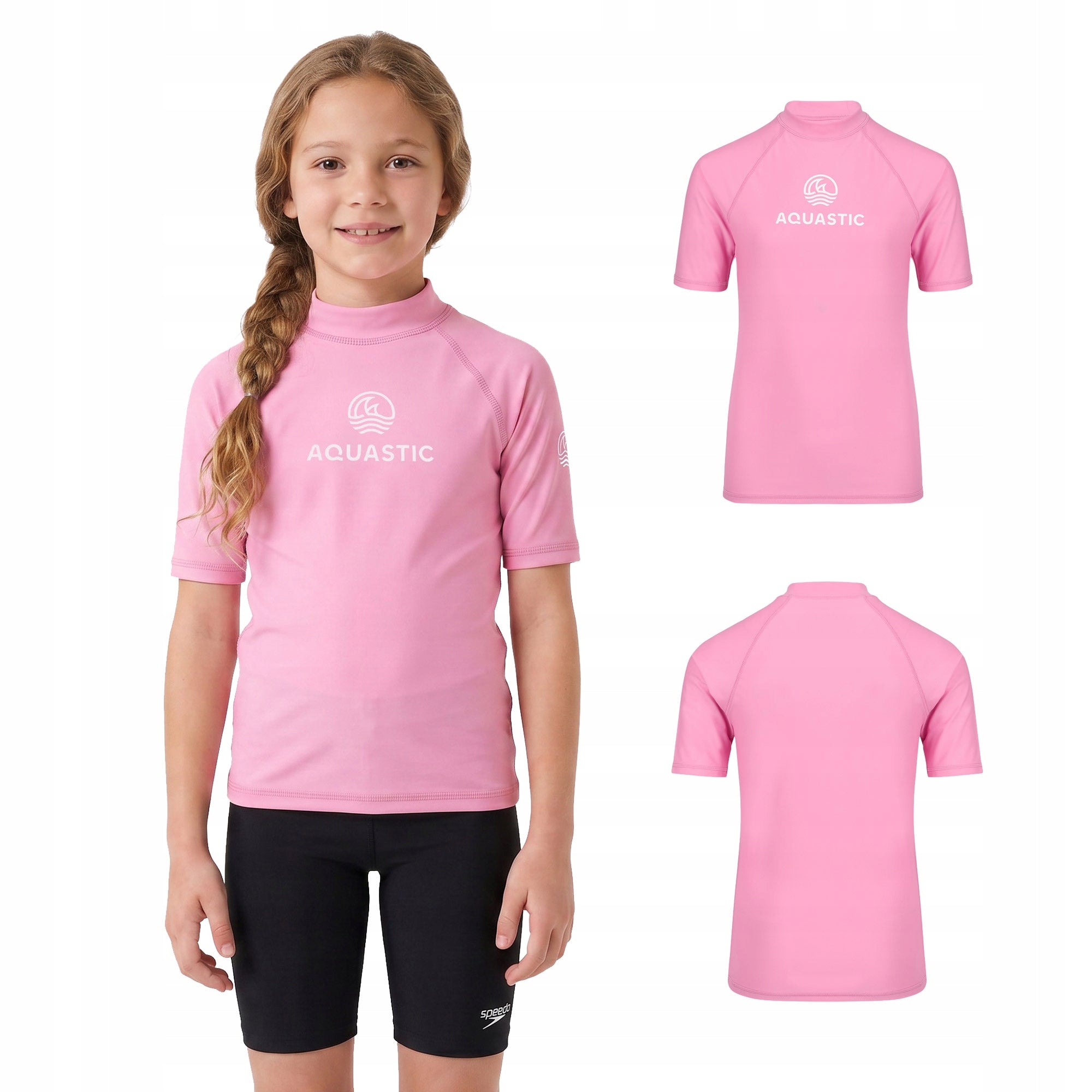 Children's T-shirt AQUASTIC Rimos UV 50+ UPF pink 141-150 QUICK-DRYING