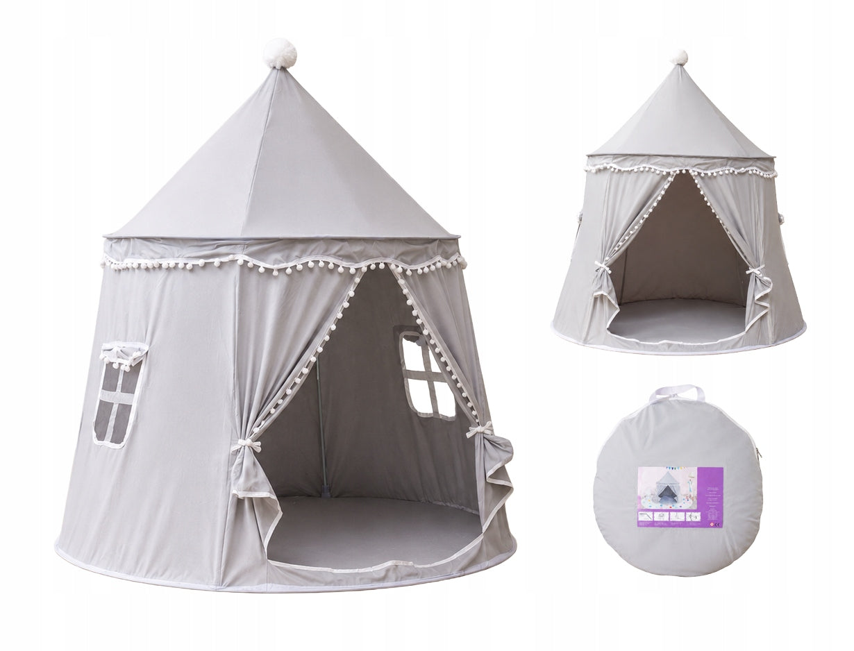 Children's TENT For Garden Room Home Castle Palace Folding Tipi Grey