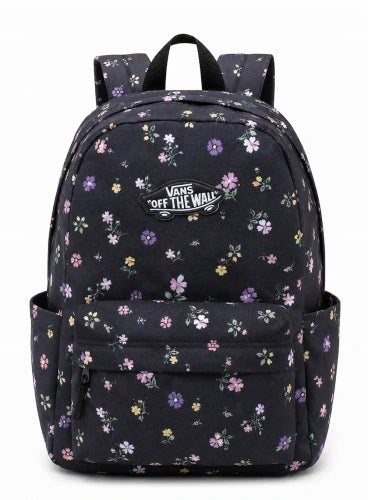 Children's backpack Vans Old Skool Grom black / matte floral black with flowers