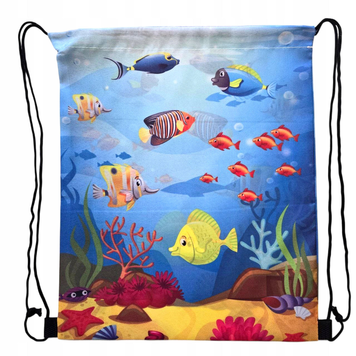 Children's bag with strings colorful fish for pool, beach, school