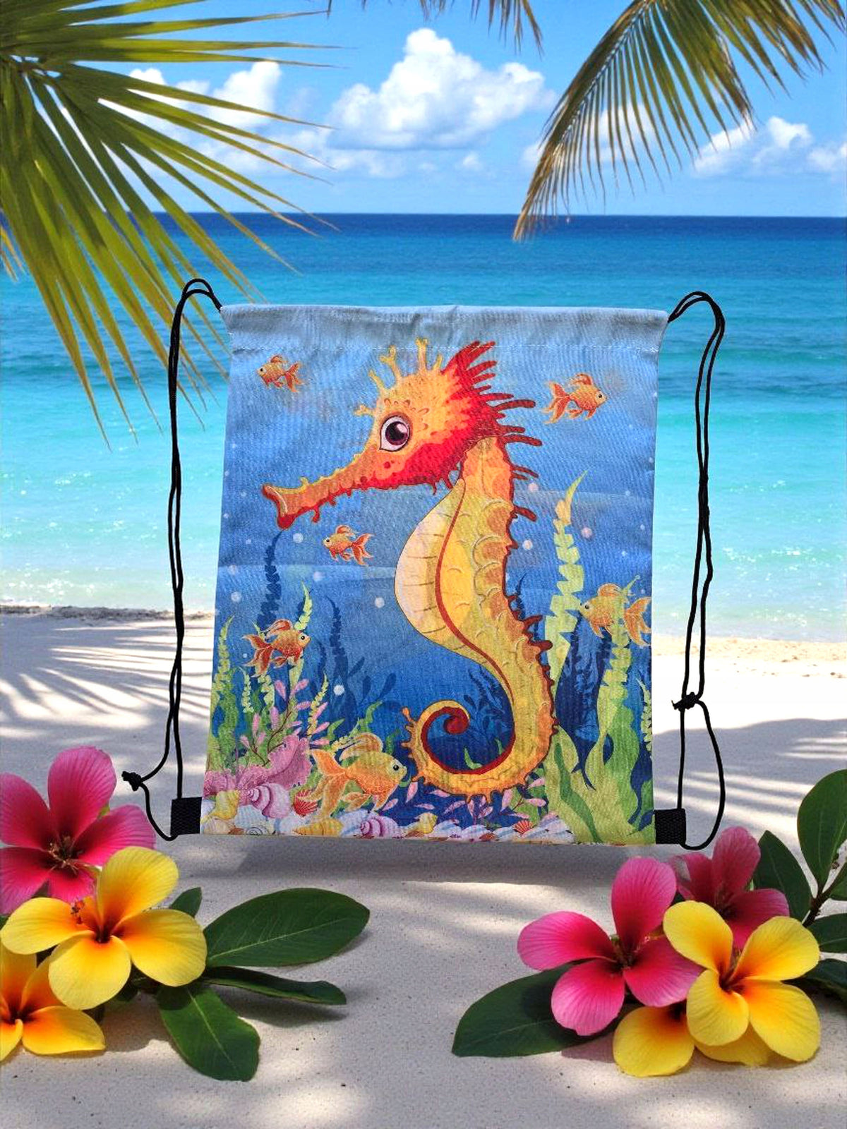 Children's bag with strings seahorse for pool, beach, school Manufacturer code BACKP-SEAHORSE-1