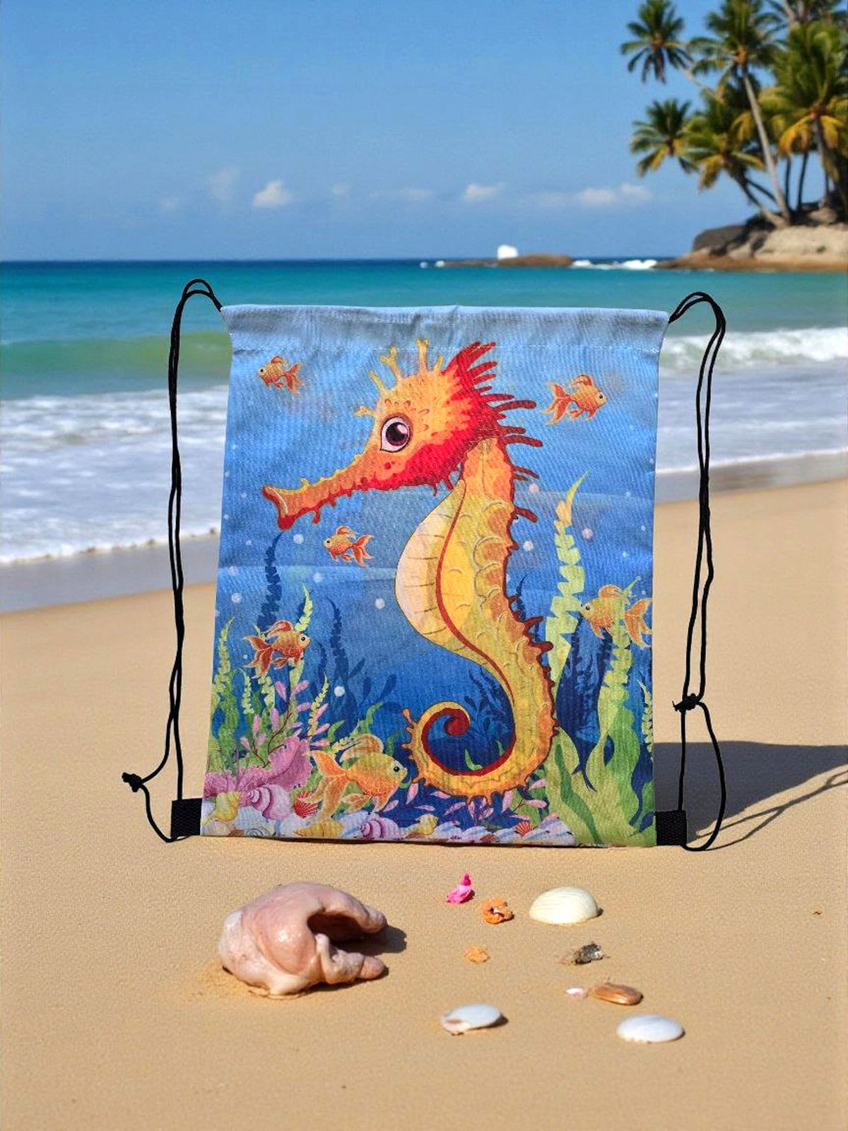 Children's bag with strings seahorse for pool, beach, school Packaging status original