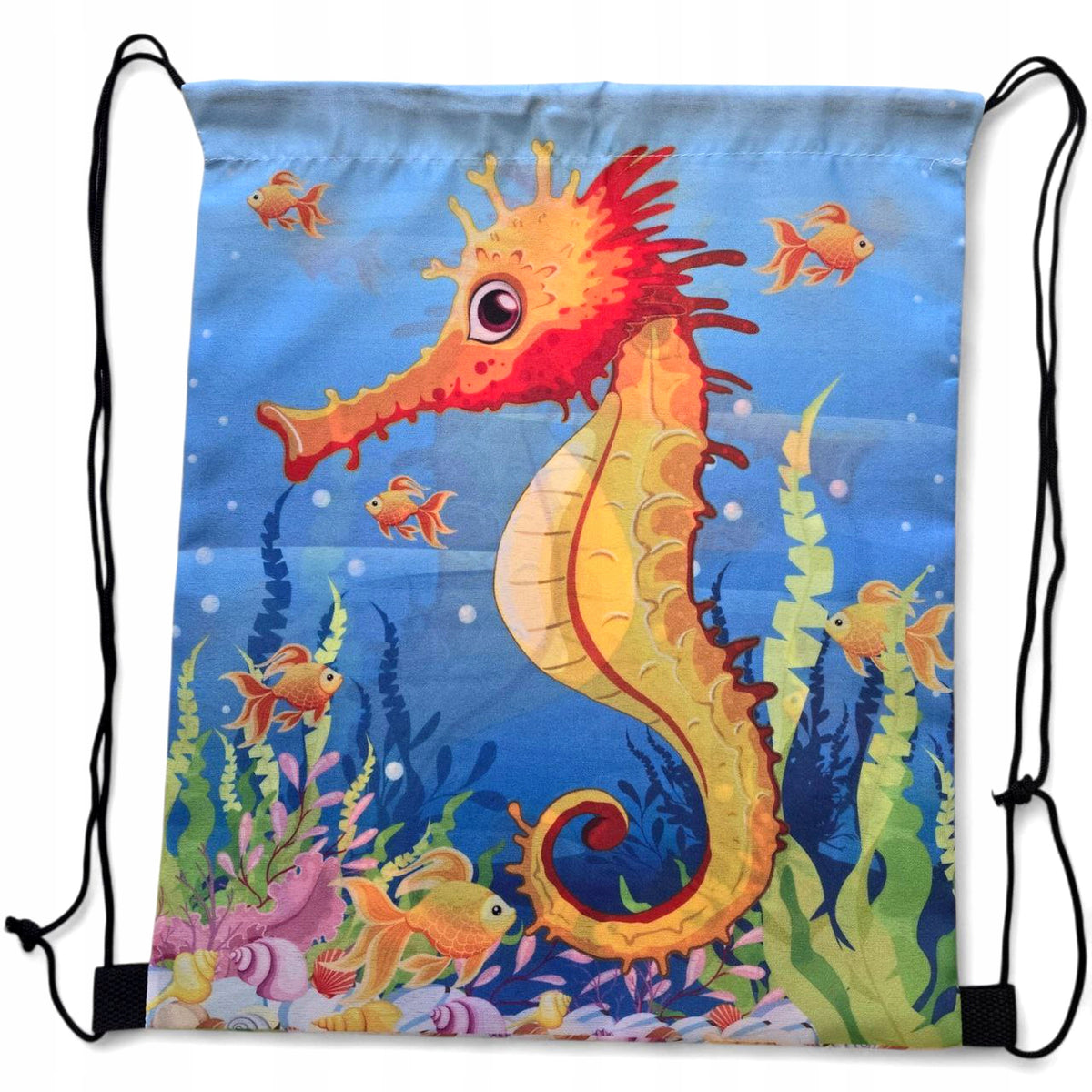 Children's bag with strings seahorse for pool, beach, school