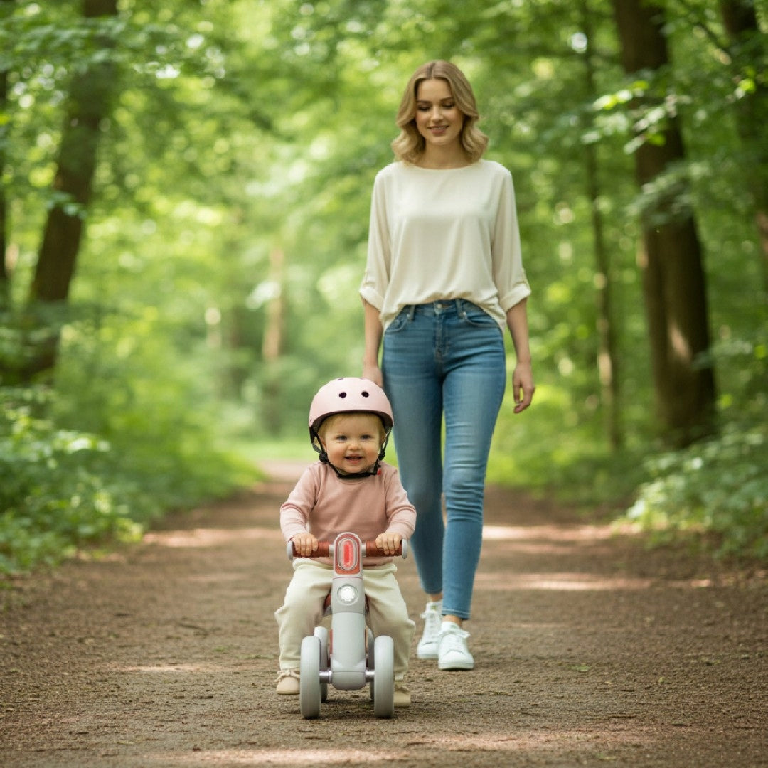 Children's balance bike 4 wheels Cross-country Lightweight 2,3 kg LED Zoomi Model ZoomiRóżowy