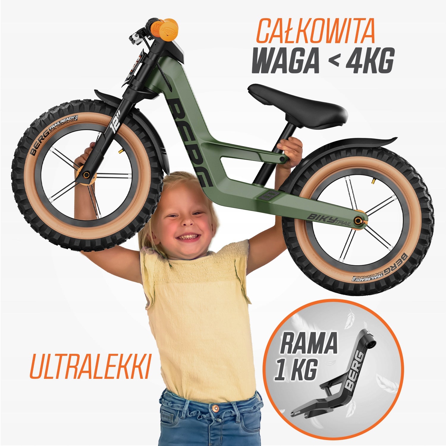 Children's balance bike BERG Biky Trail 12 inches from 2,5 green Manufacturer code 24.74.72.00