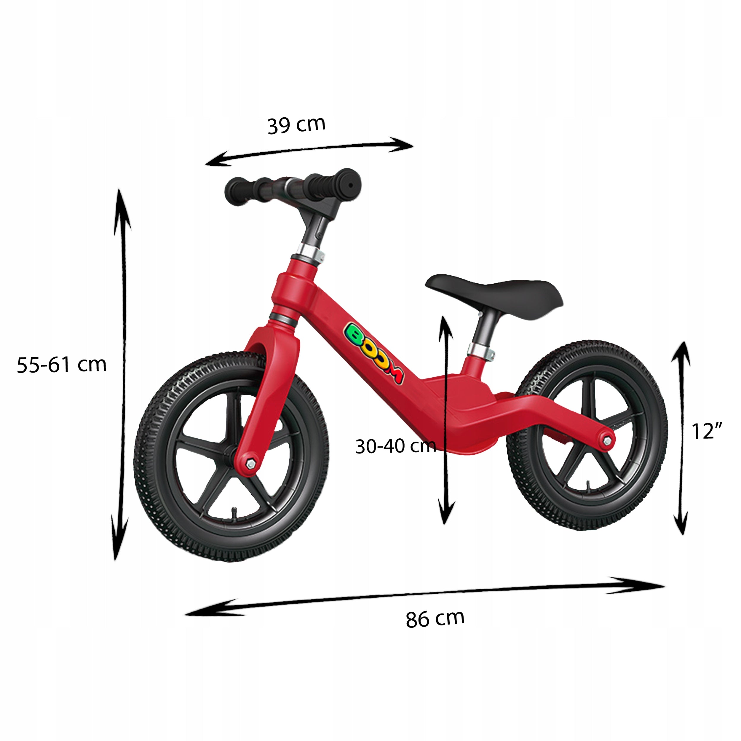 Children's balance bike BOOM light red Model rowerek biegowy