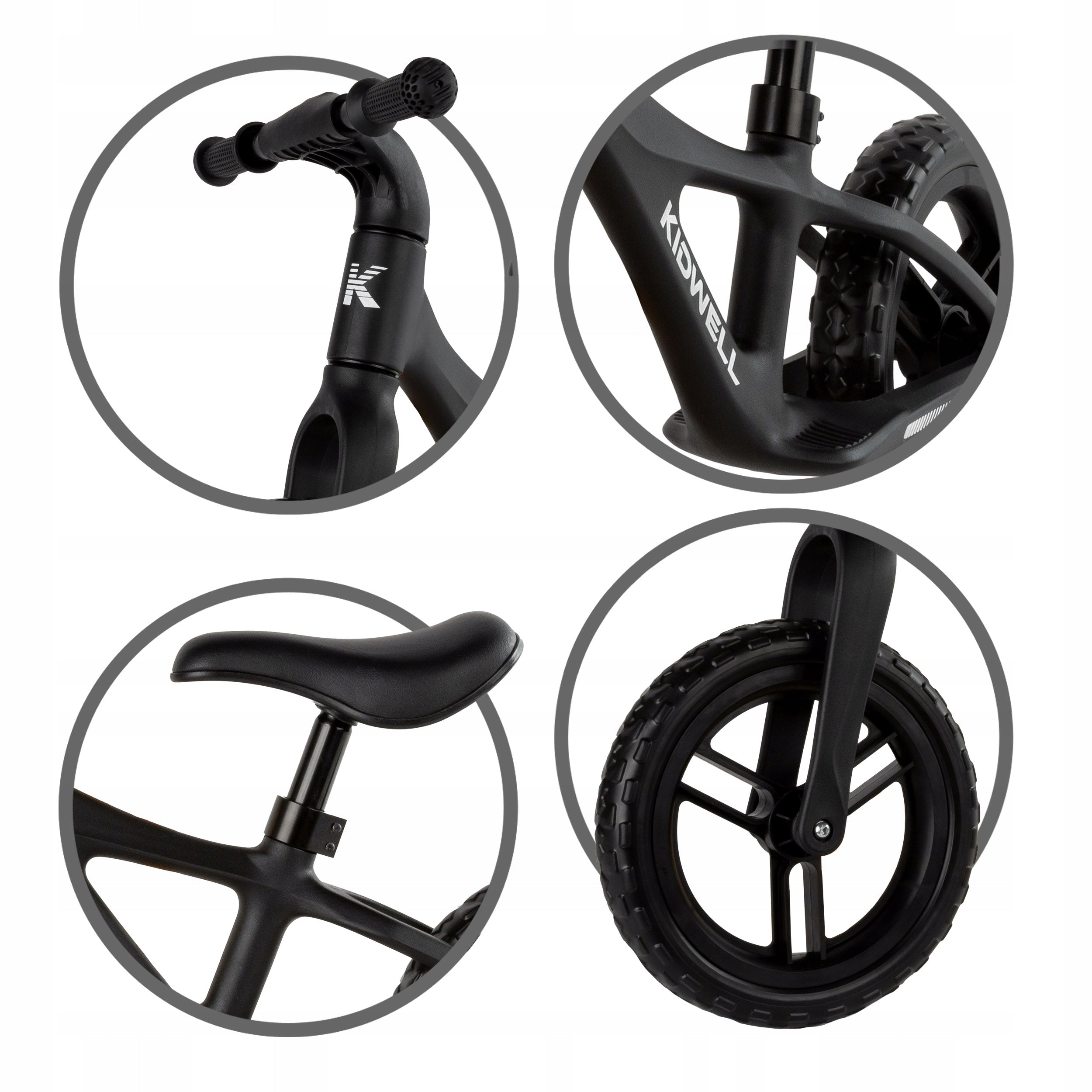 Children's balance bike Kidwell Jogo Black Height 85–130 cm