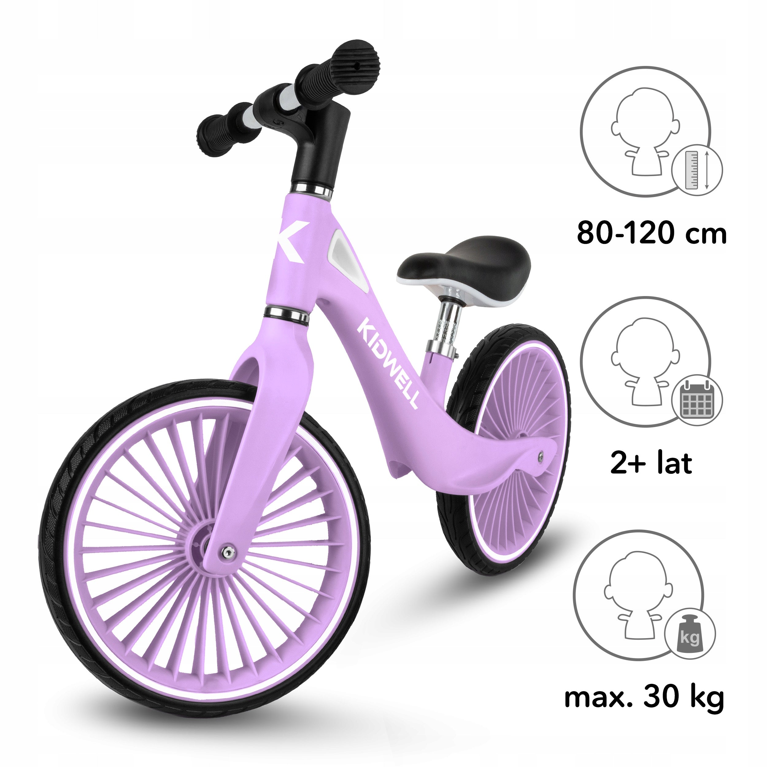 Children's balance bike Kidwell Nix Lavender lavender purple Height 80–120 cm