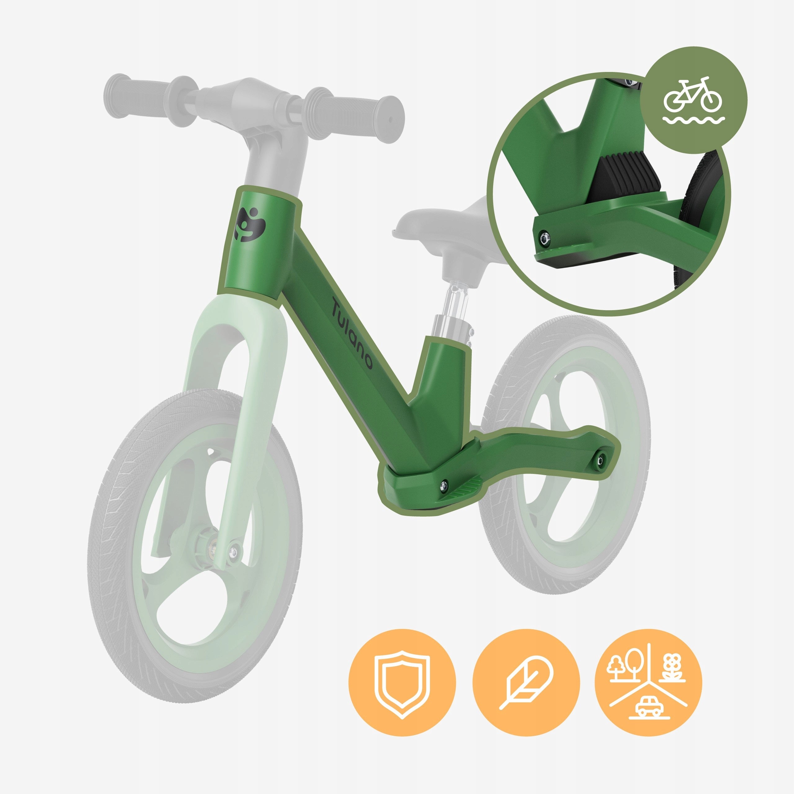 Children's balance bike TULANO green bike 12 inches light bike CHILD Manufacturer code TN-ROUTE 45 GREEN