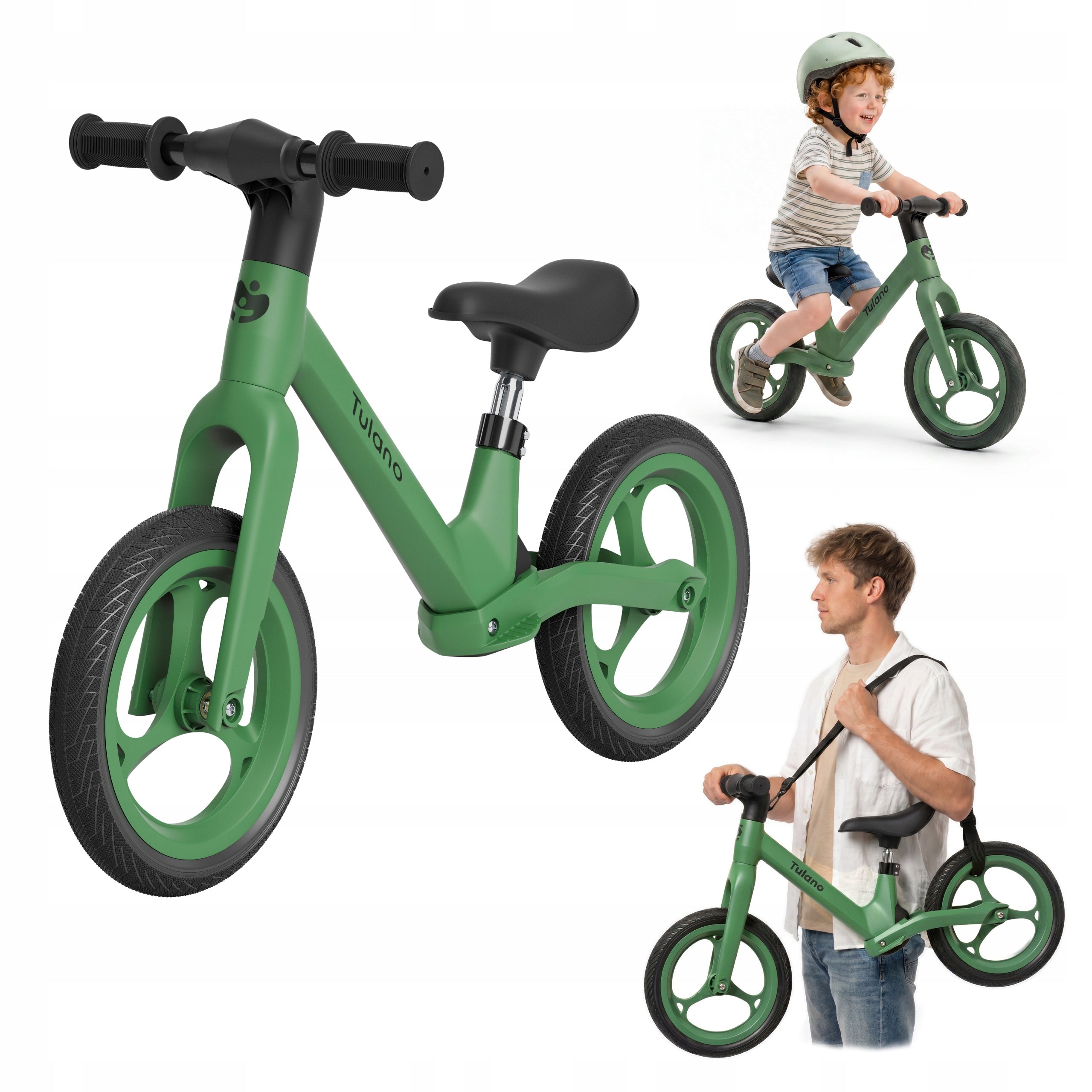Children's balance bike TULANO green bike 12 inches light bike CHILD