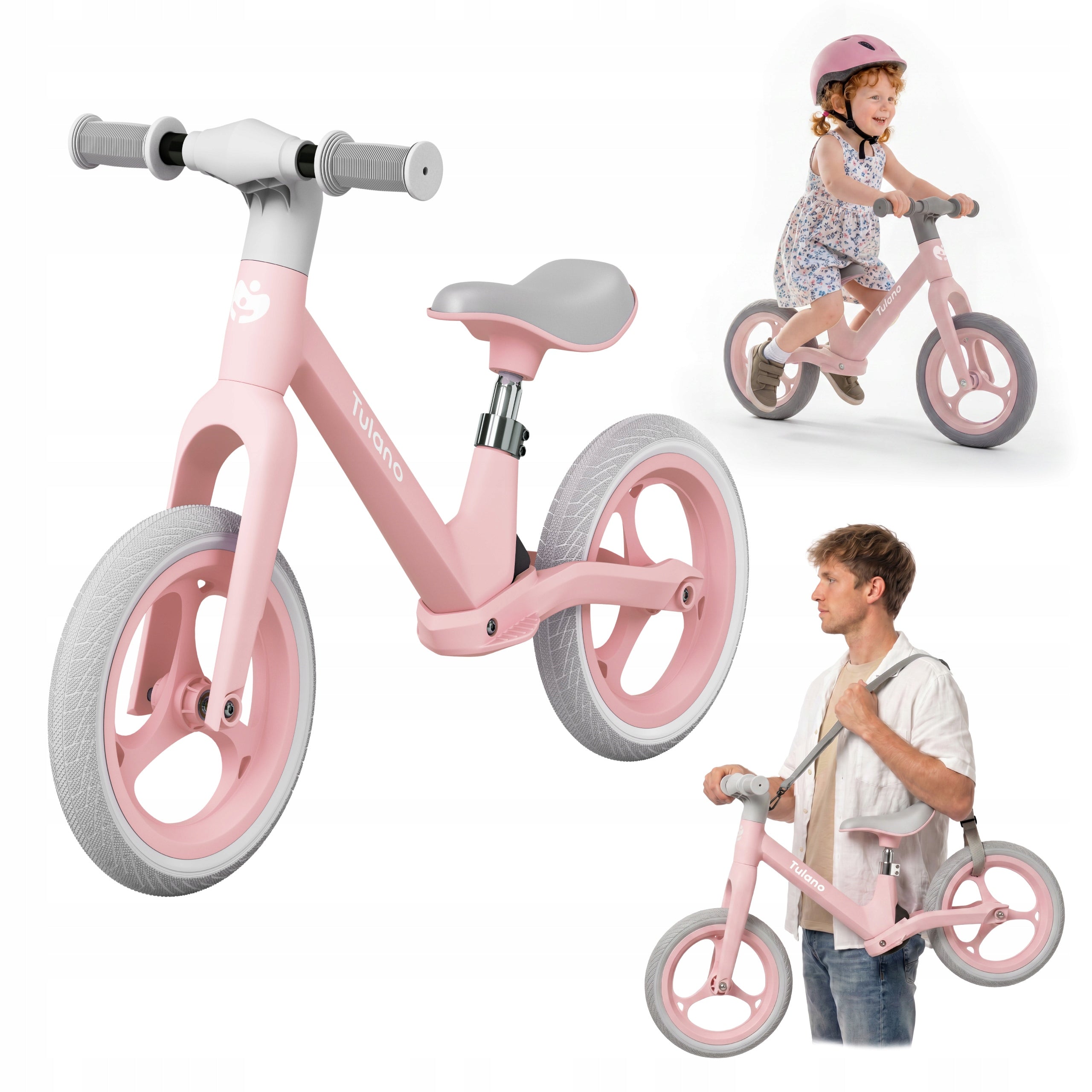 Children's balance bike TULANO pink bike 12 inches light bike CHILD