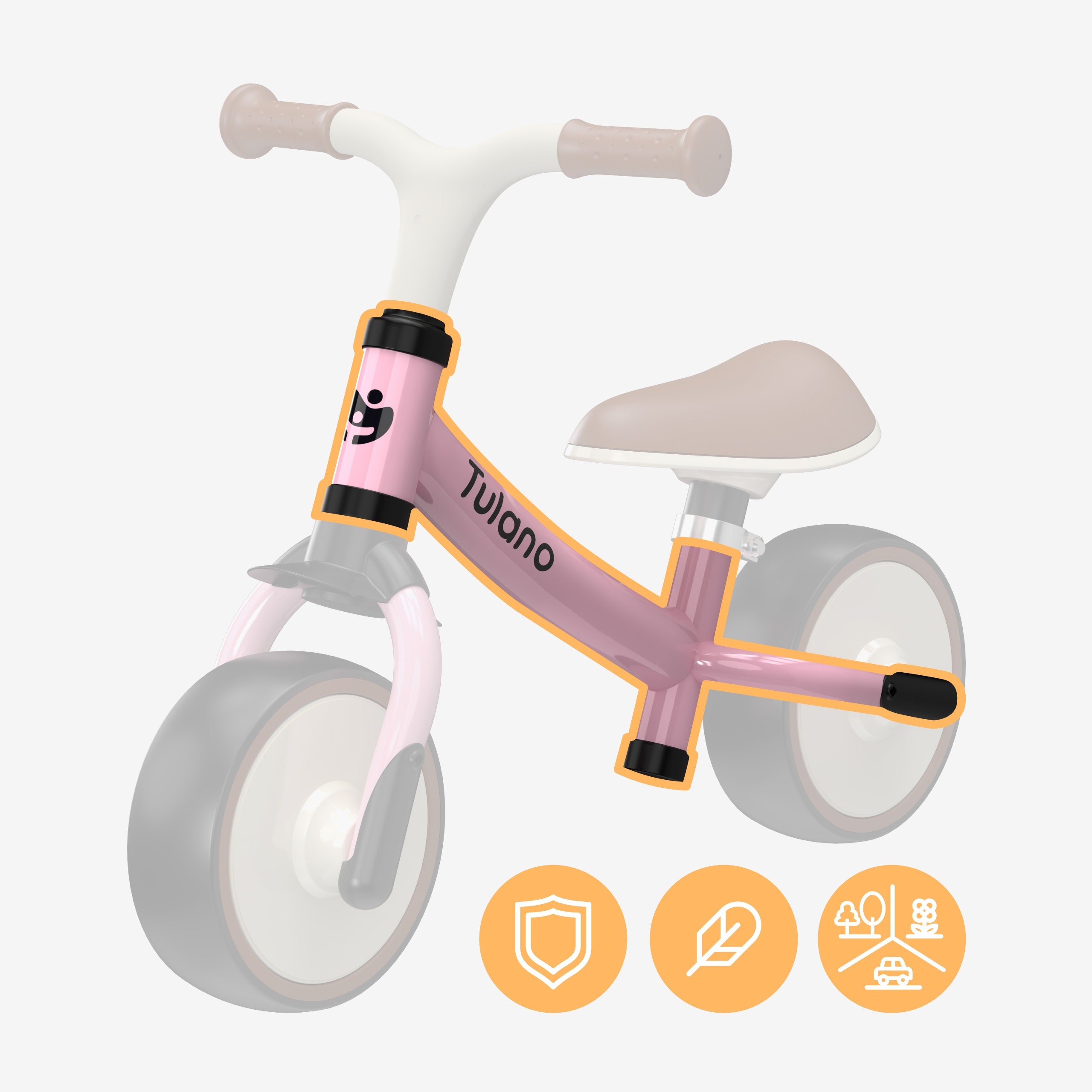 Children's balance bike TULANO pink for girls pink light 18m+ Model Scout 15