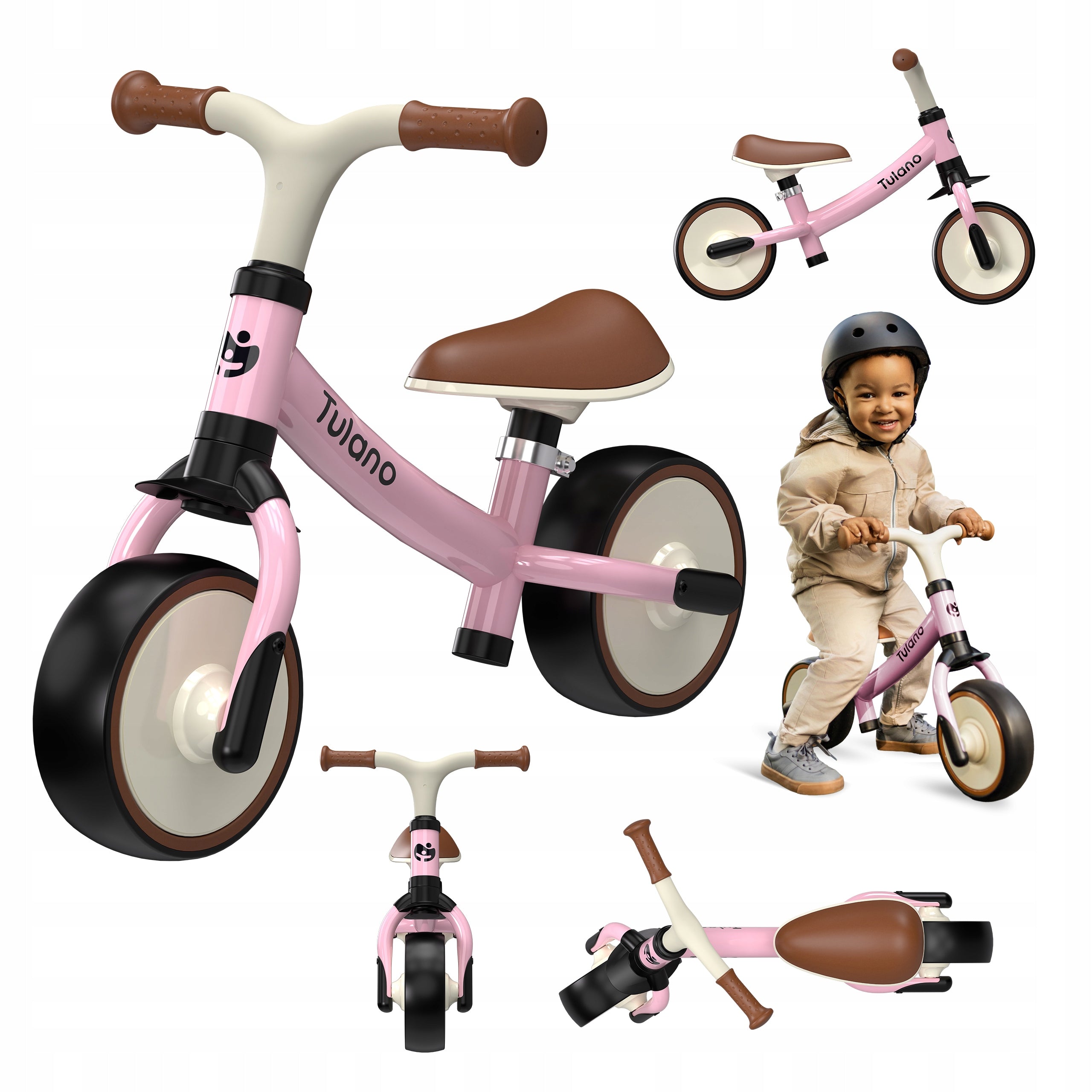 Children's balance bike TULANO pink for girls pink light 18m+