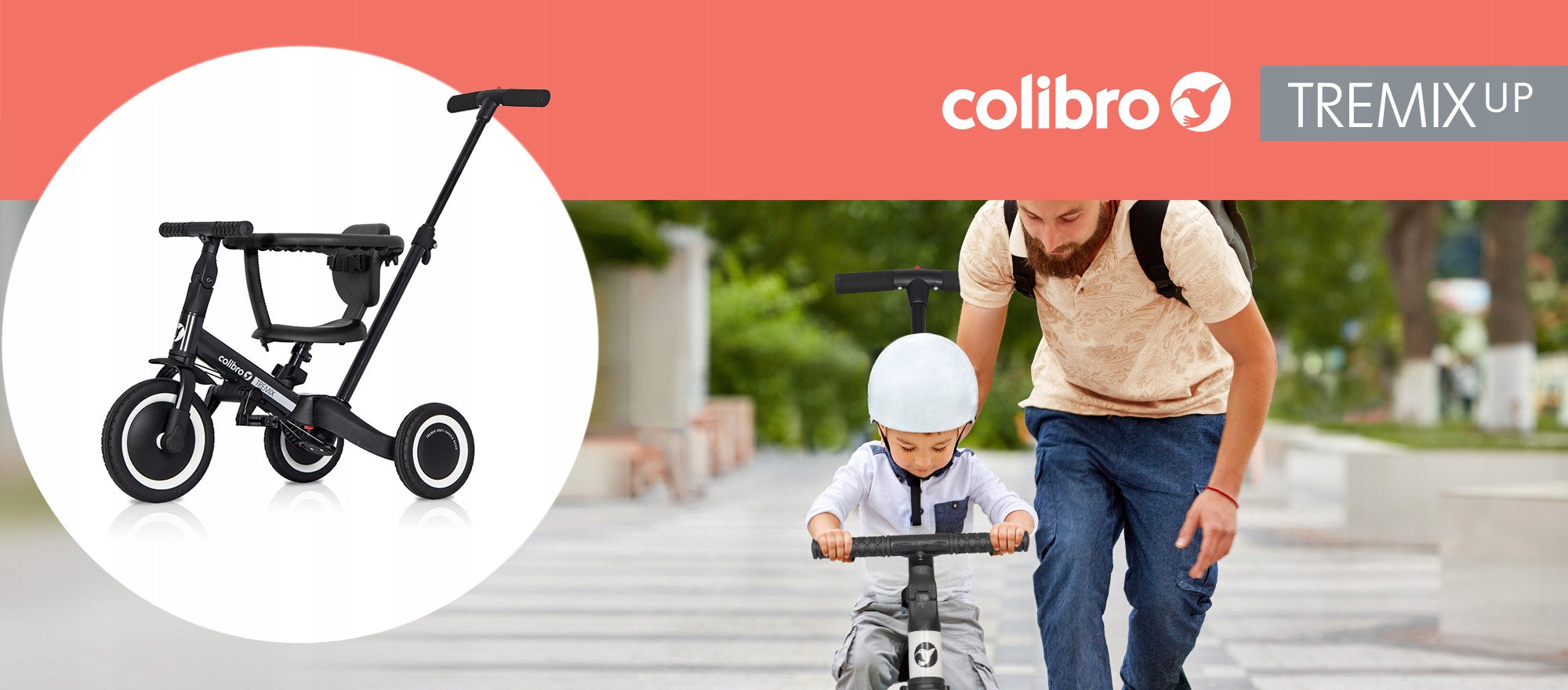 Children's balance bike black Colibro Tremix UP 6in1 with HIT pedals Brand Colibro