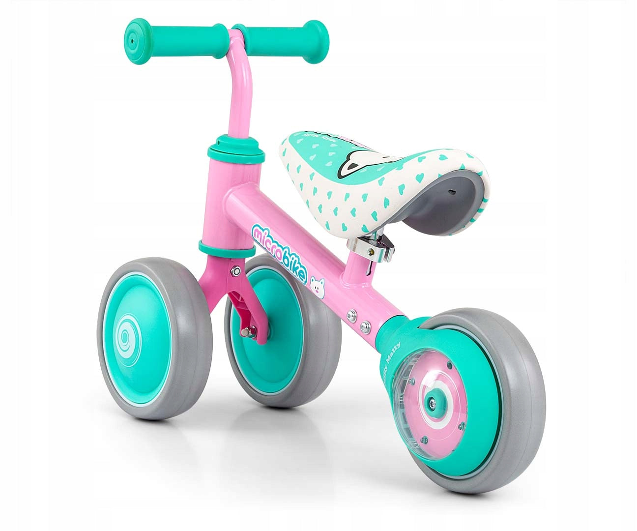 Children's balance bike glowing wheels LED Micro Plus Milly Mally Model Micro Plus