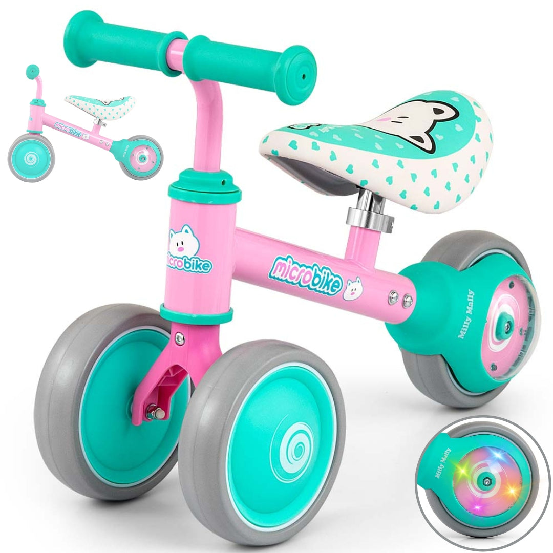 Children's balance bike glowing wheels LED Micro Plus Milly Mally
