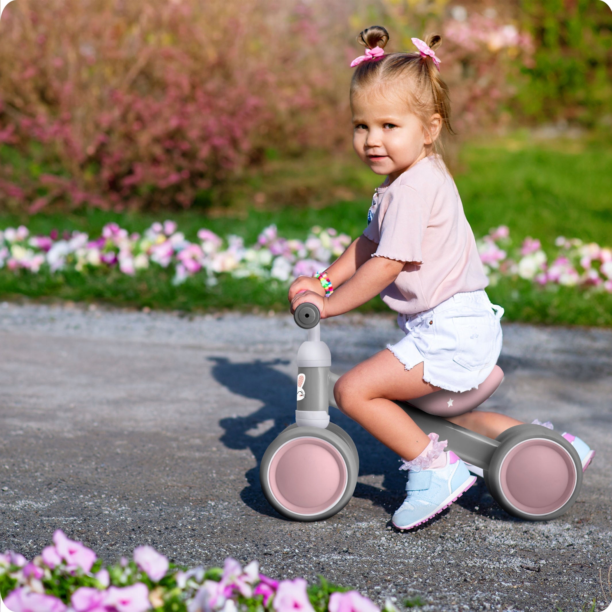 Children's balance bike tricycle light RABBIT Ricokids 12m+ Color white pink gray