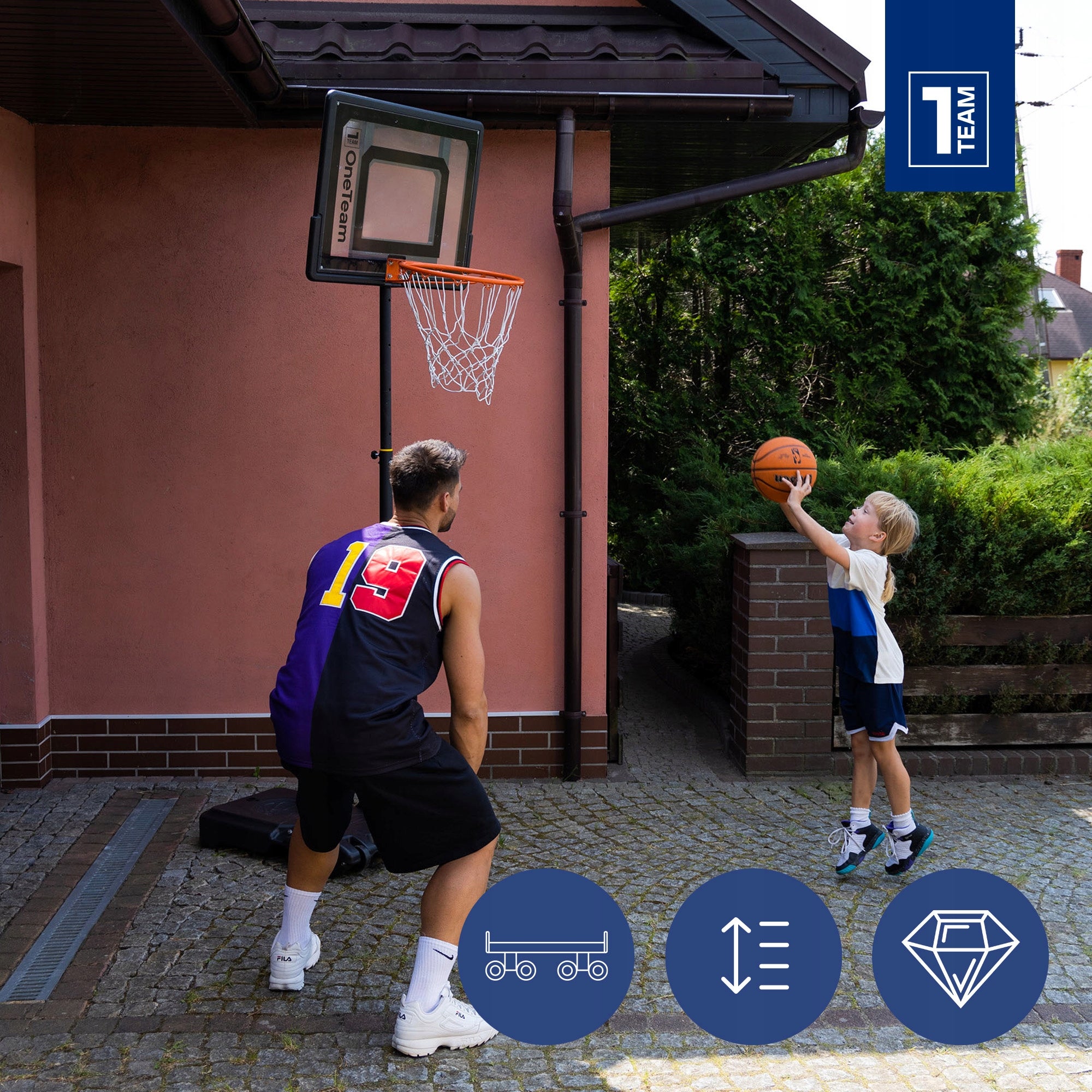 Children's basket / OneTeam BH03 / portable basketball adjustable 160-210 cm Kid's age 4+ years