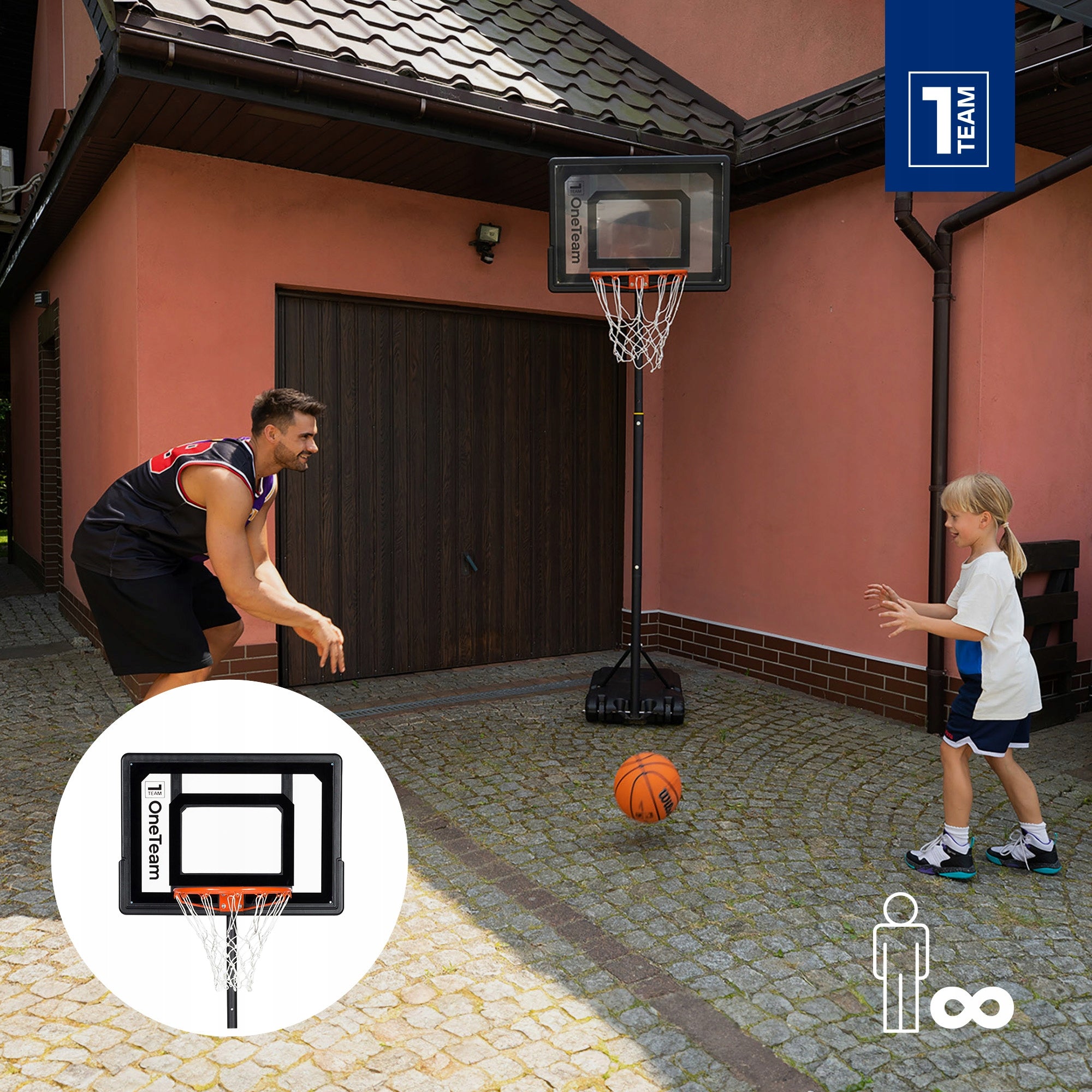 Children's basket / OneTeam BH03 / portable basketball adjustable 160-210 cm Manufacturer code BH03