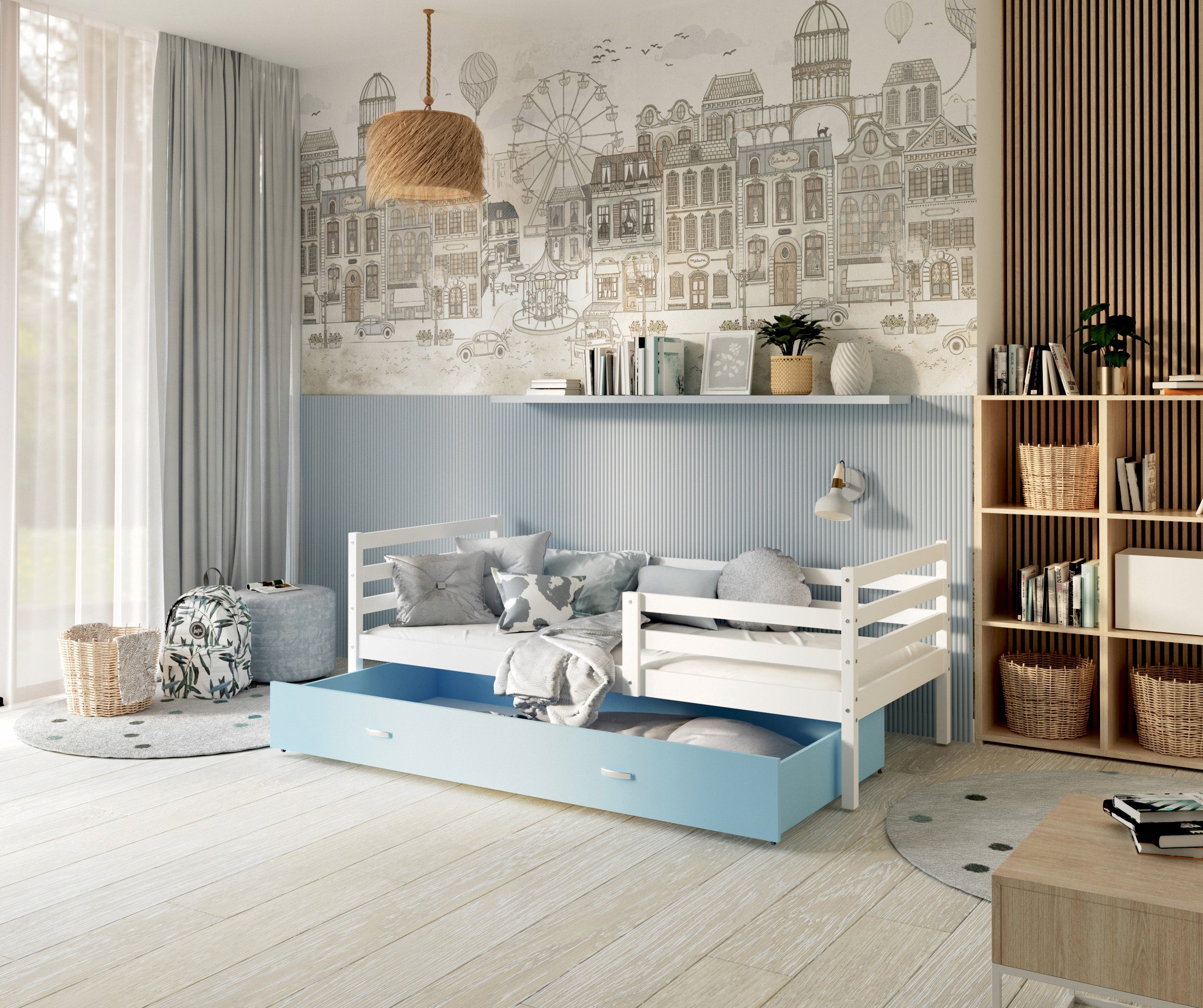 Children's bed 160x80 one-storey grey JACEK P Color gray