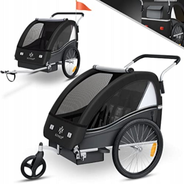 Children's bicycle trailer 2-seater 40 kg with jogger running KESSER