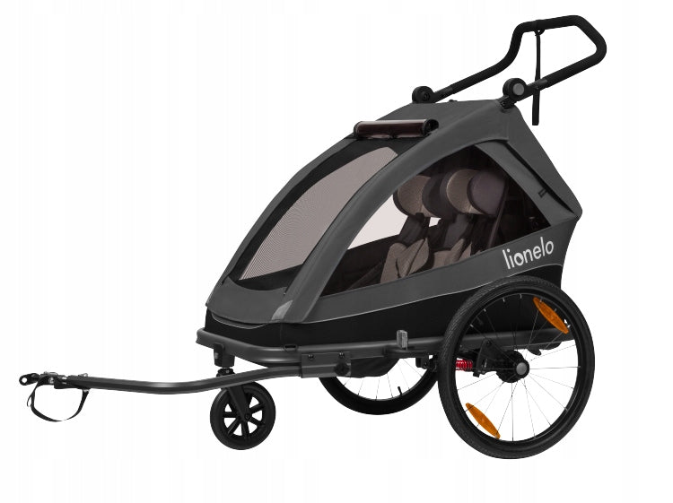 Children's bicycle trailer Lionelo CAMA Graphite Grey Color gray
