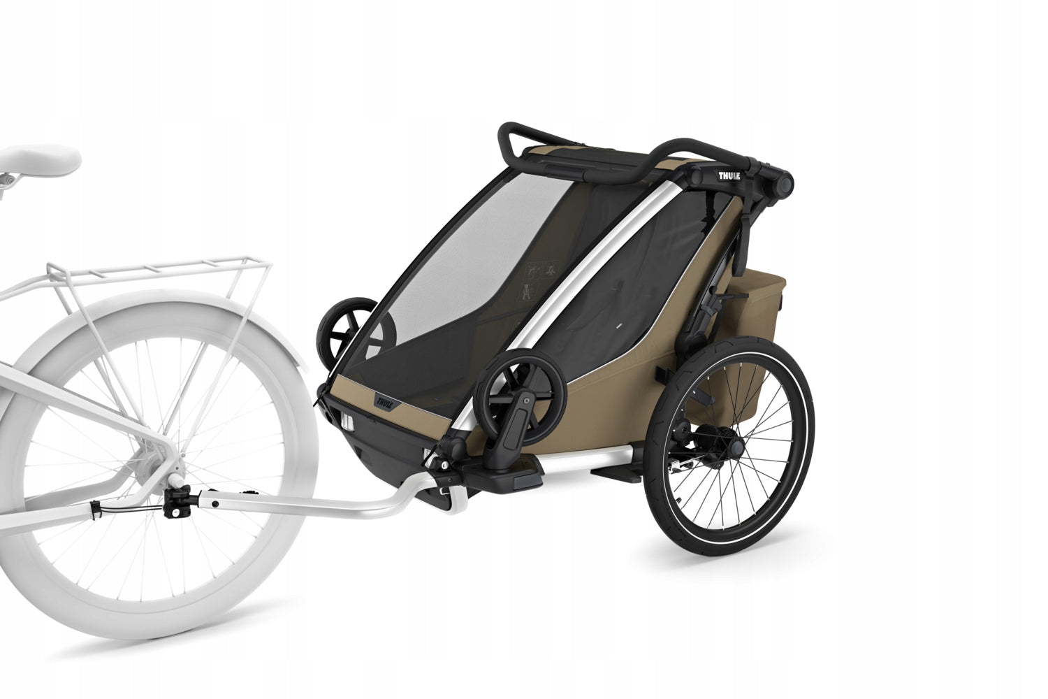Children's bicycle trailer Thule Chariot Cross 2 Double Faded khaki Color gray