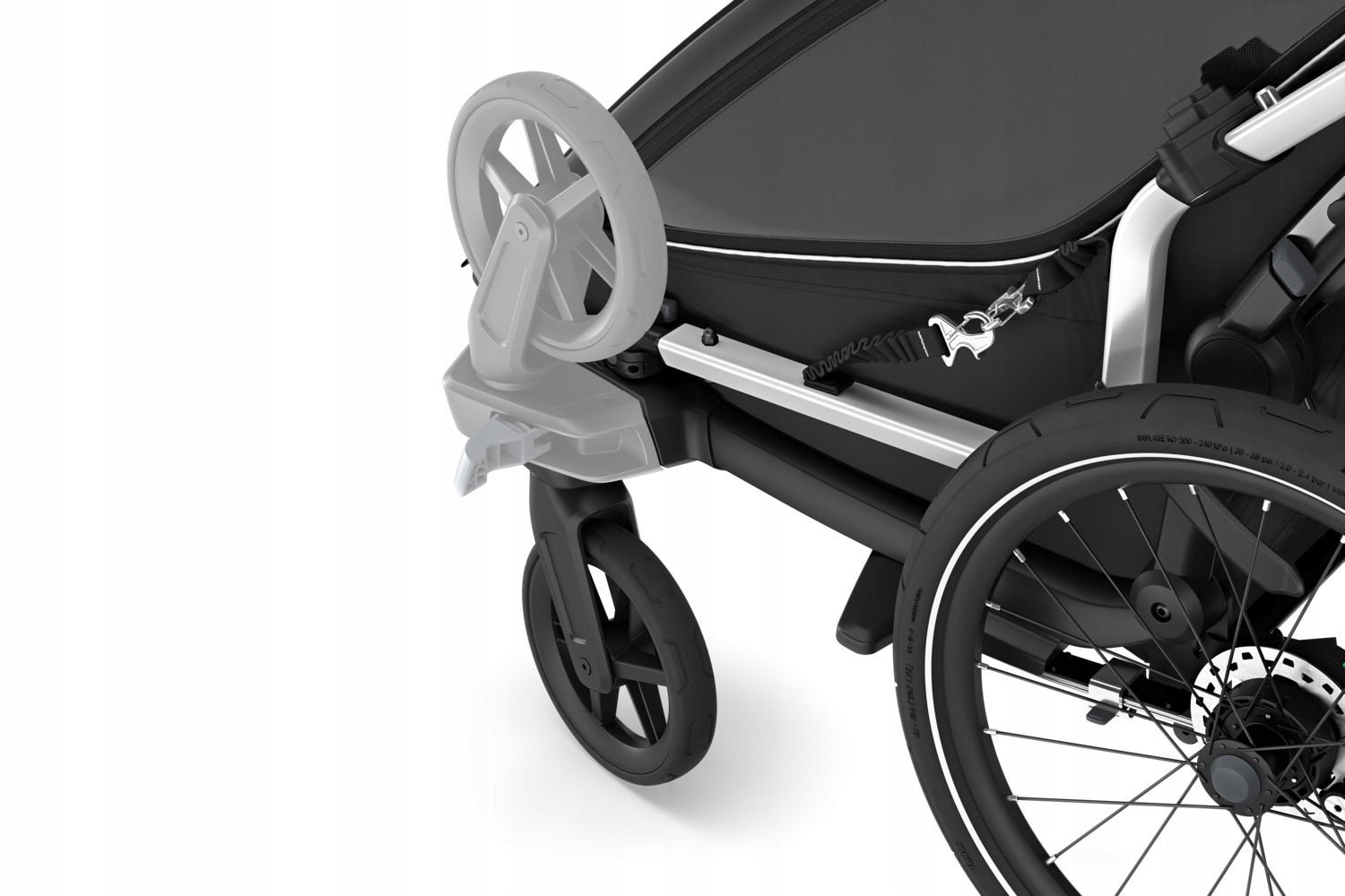 Children's bicycle trailer Thule Chariot Sport 2 double Gold Additional features shock absorption safety flag rain cover brake pockets stroller front wheel included mosquito net hi-vis reflectors sun visors lighting 5-point harness pumped wheels cargo space adjustable backrest adjustable handles foldable trailer design waterproof bicycle trailer hook walking set covered