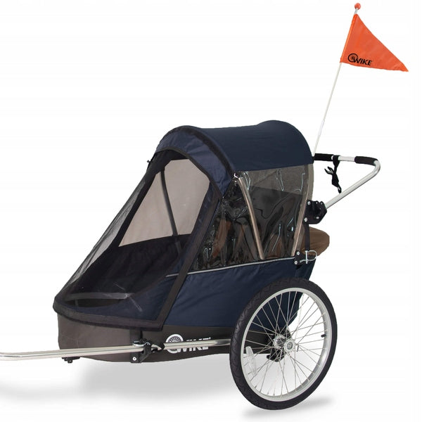 Children's bicycle trailer Wike Premium Double navy blue brown_n