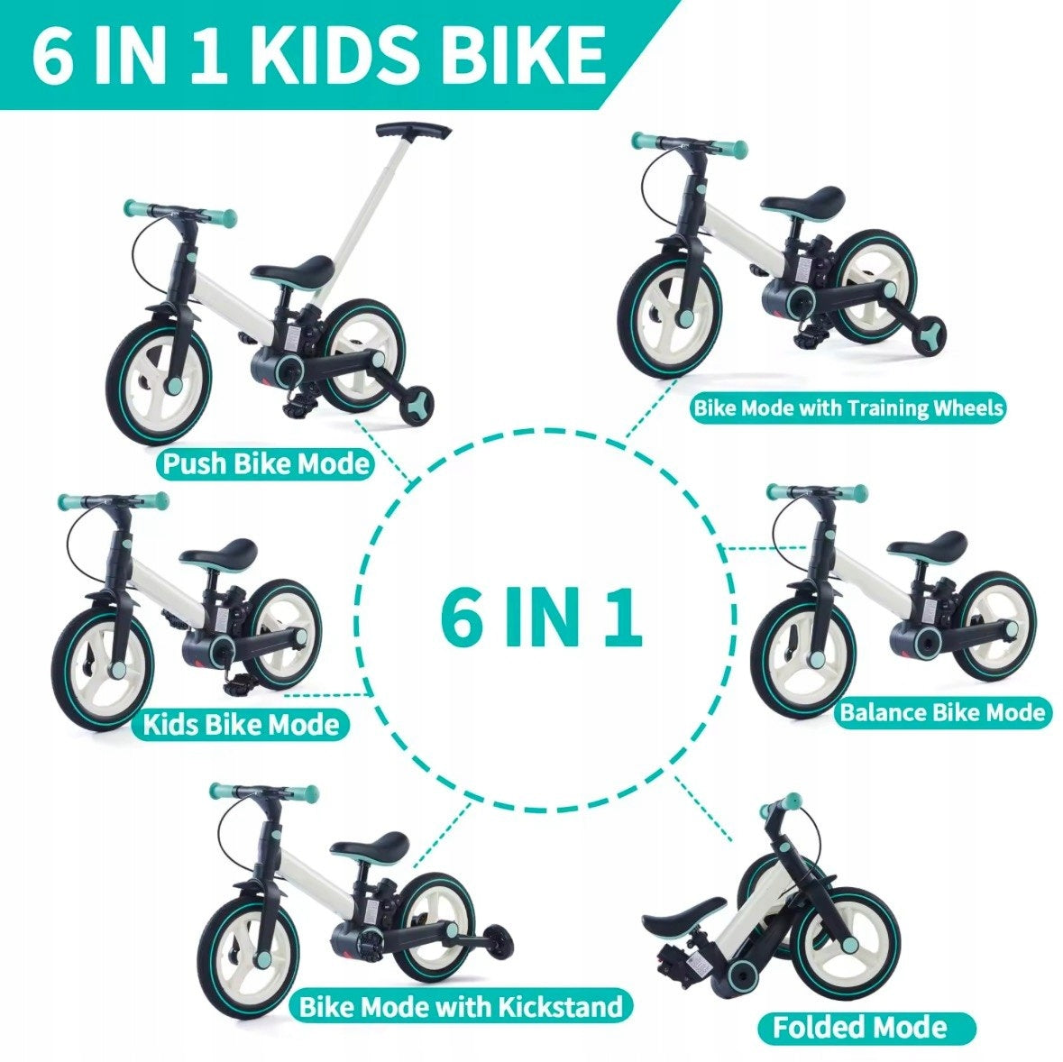 Children's bike running classic side wheels rider 12"6IN1 MESERRA Brand no brand
