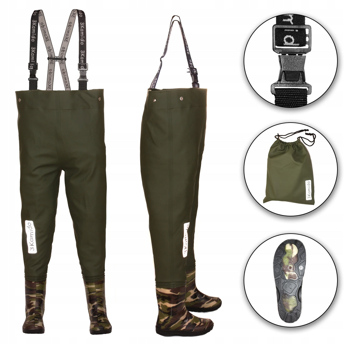 Children's bottoms 3Kamido, waders, waders - MORO, green r.32/33 Color green