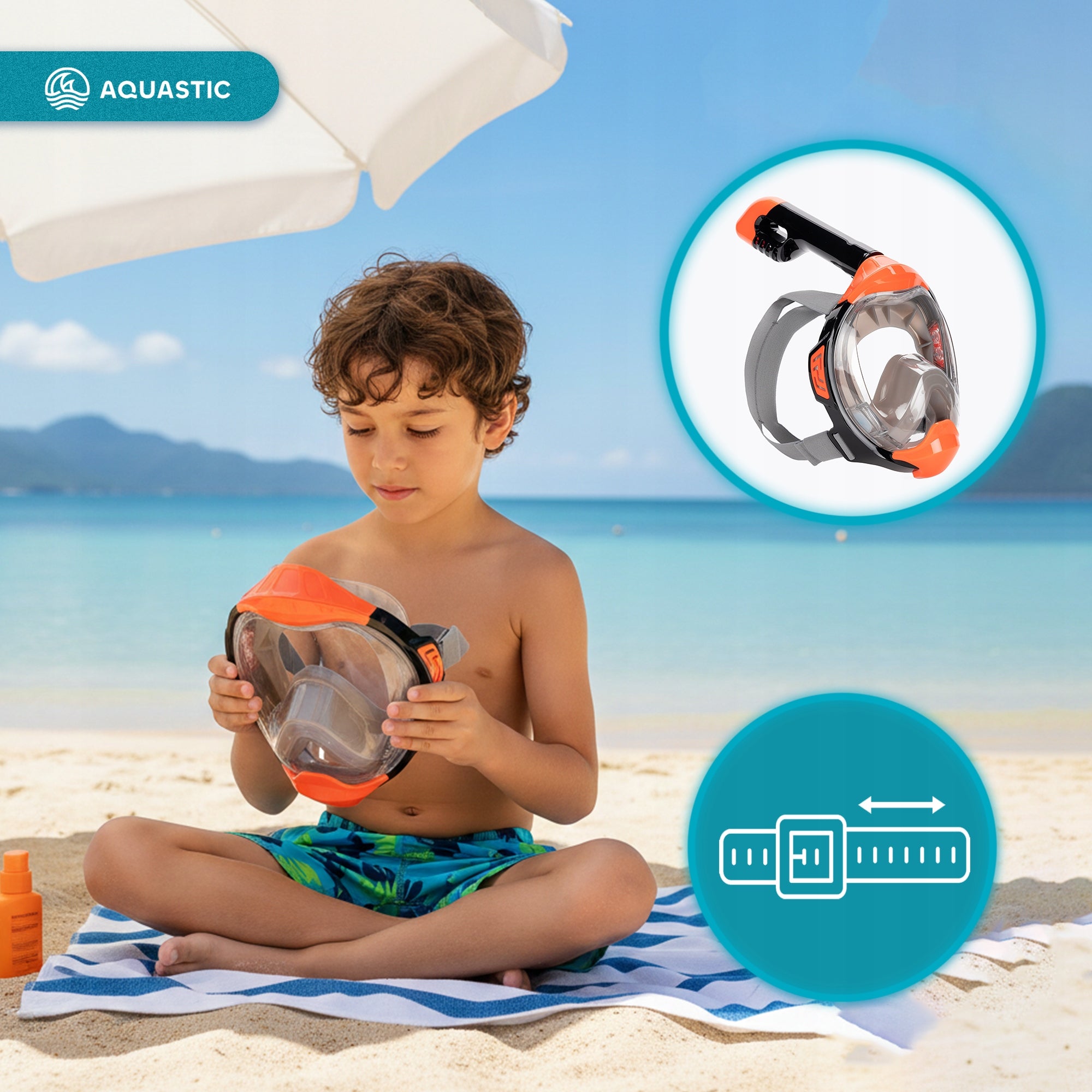 Children's diving mask SNORKELING AQUASTIC KAI JR XS with TUBE EAN (GTIN) 5904823016611
