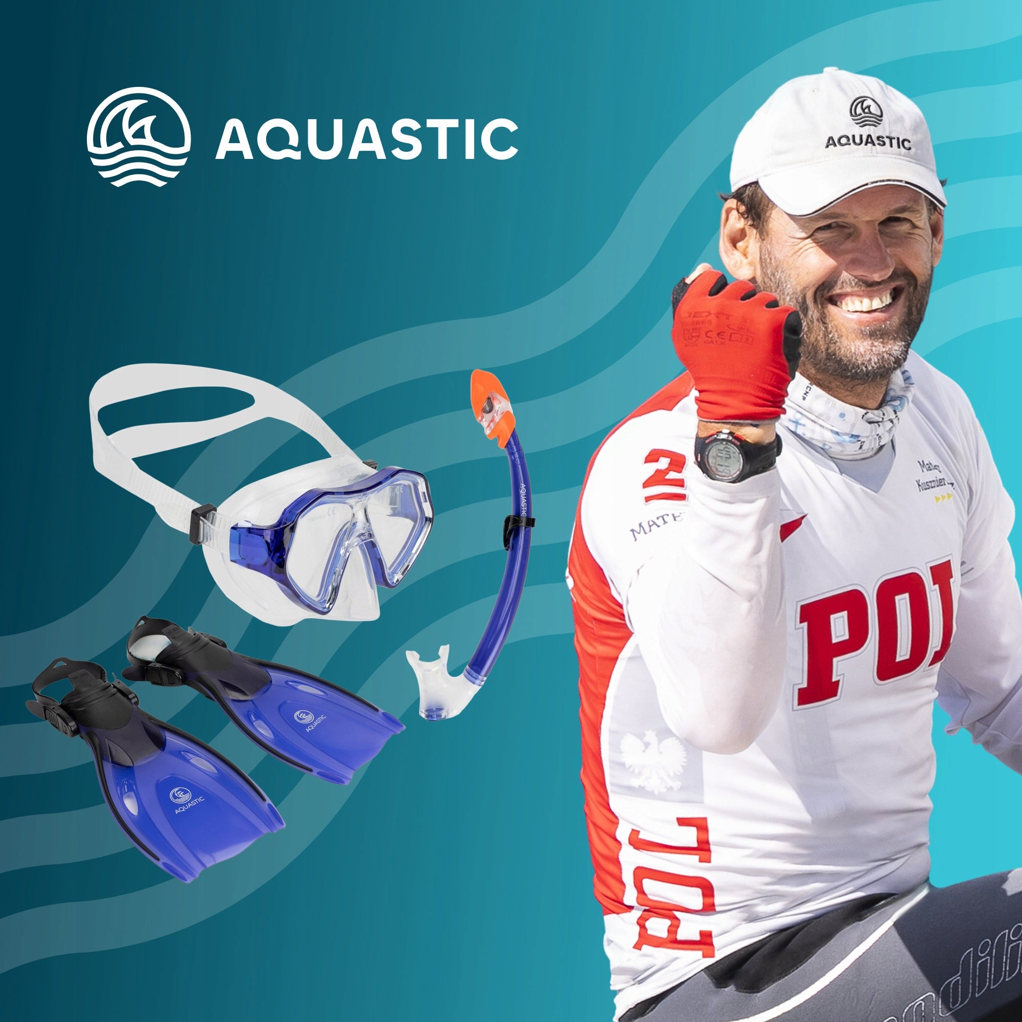 Children's diving set SNORKELING AQUASTIC MASK SNORKEL FIN 27/32 Brand Aquastic