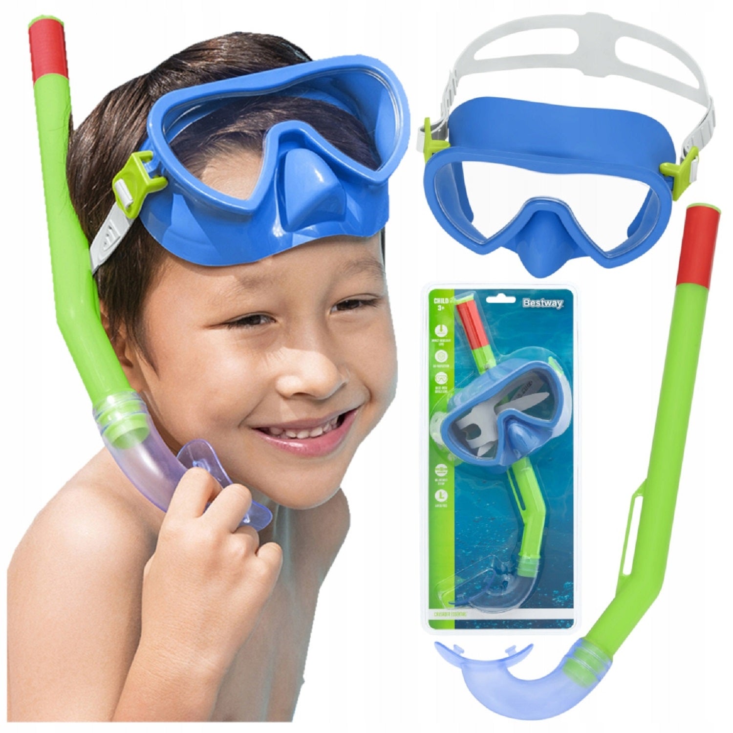 Children's diving set glasses mask tube Bestway 24036 2 colors
