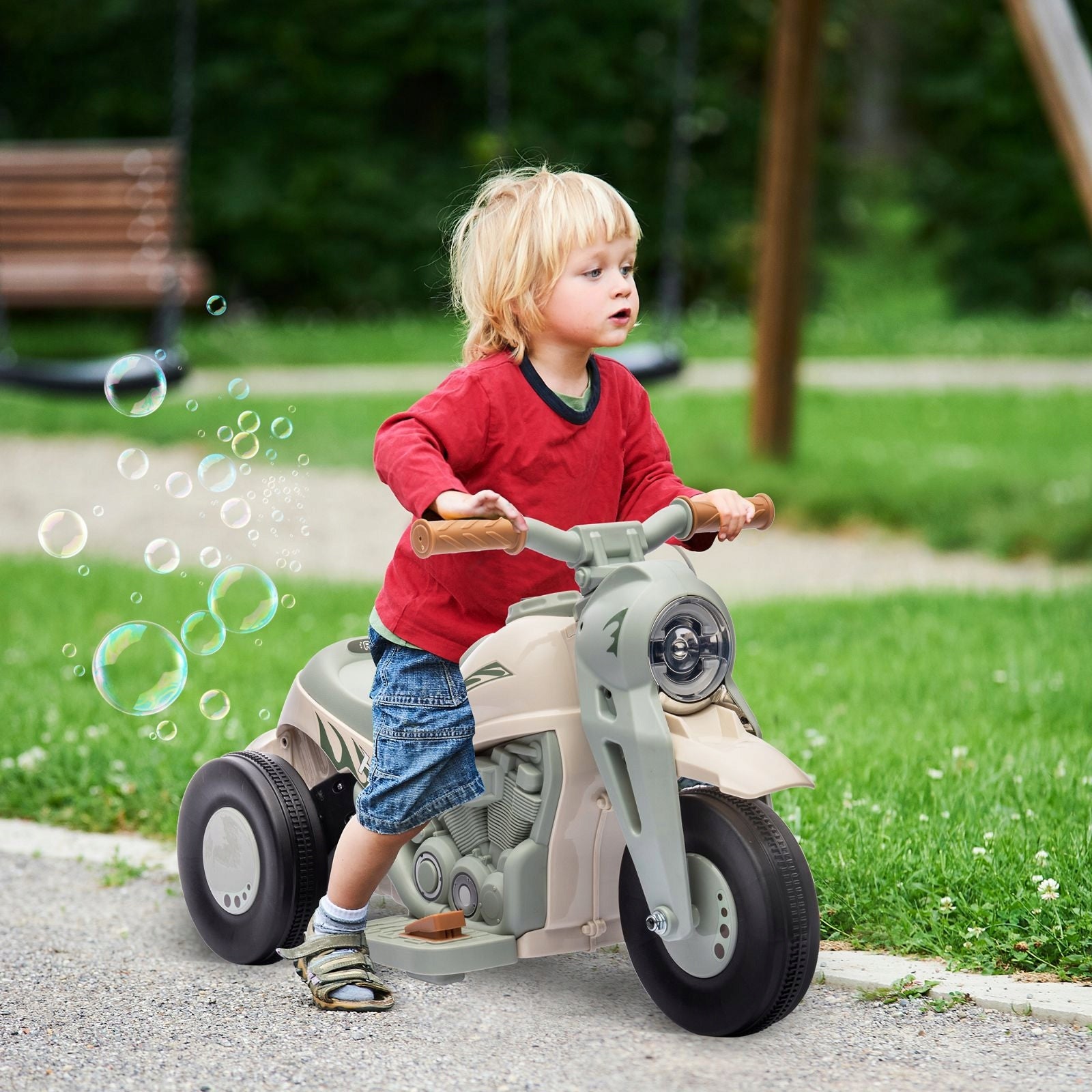Children's electric motorcycle 6V, music, bubbles, 2,5-3 km/h Maximum speed 3 km/h