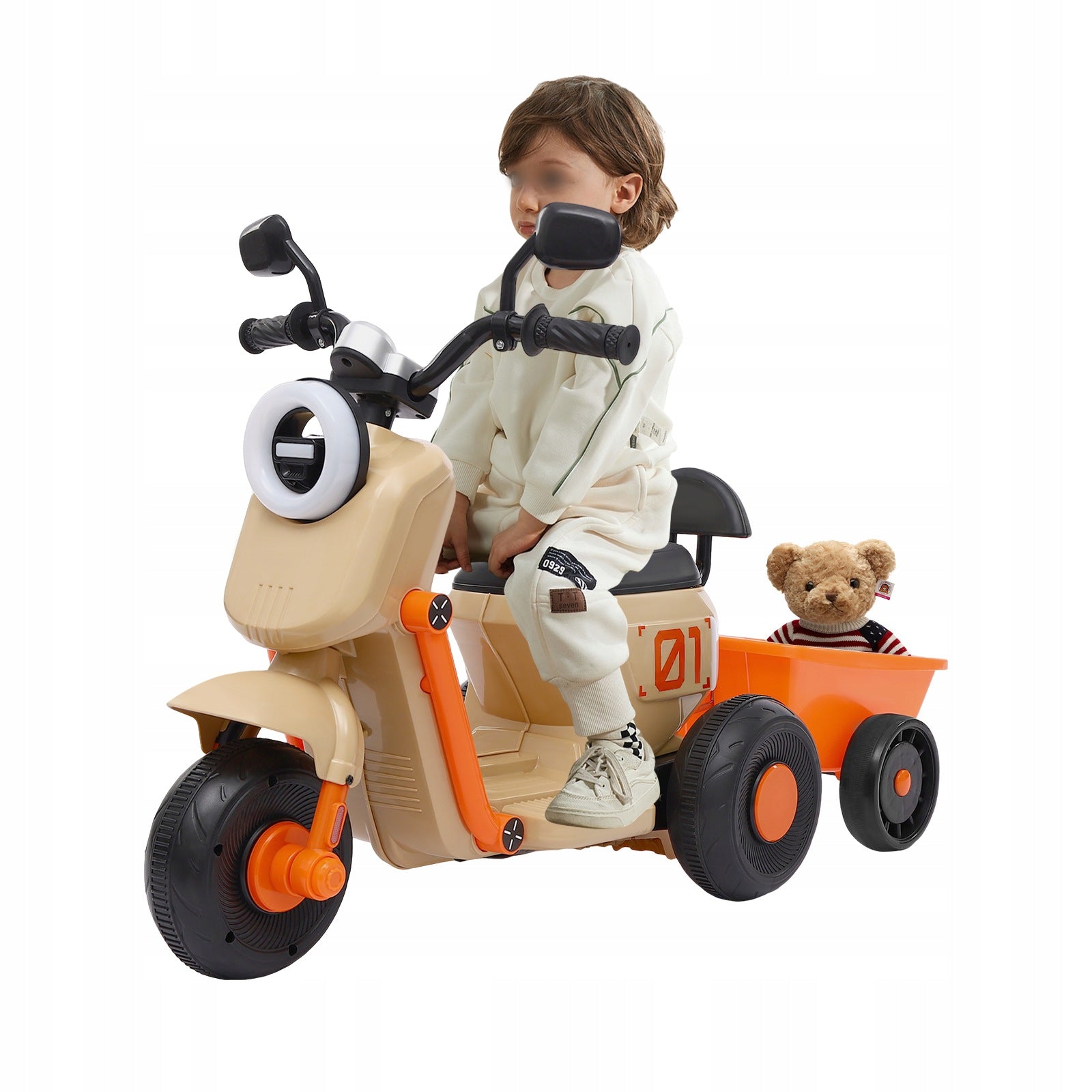 Children's electric motorcycle, Electric Tricycle with Rear Basket