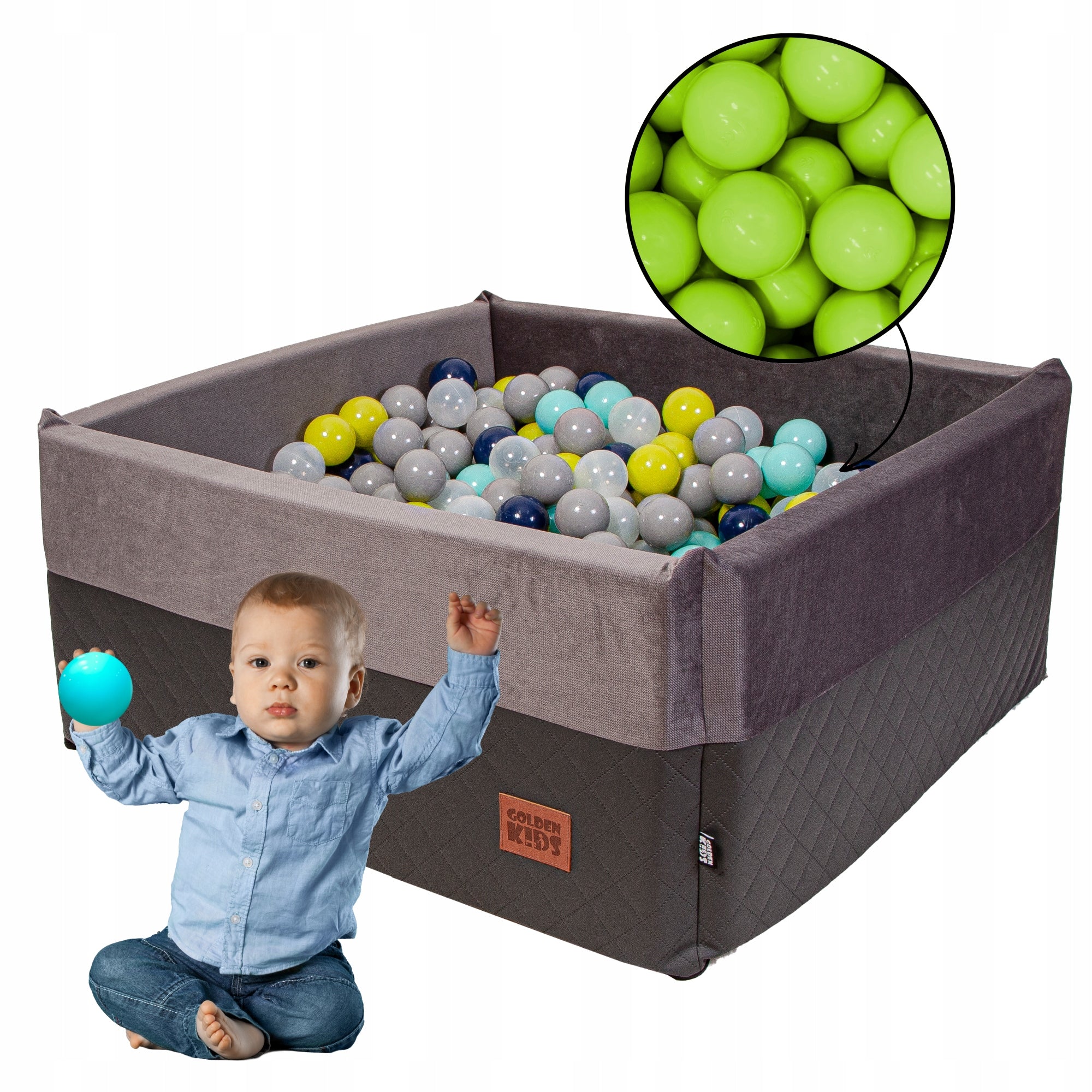 Children's foam pool ECO-VELVET 120x120x40 square toys +500 balls