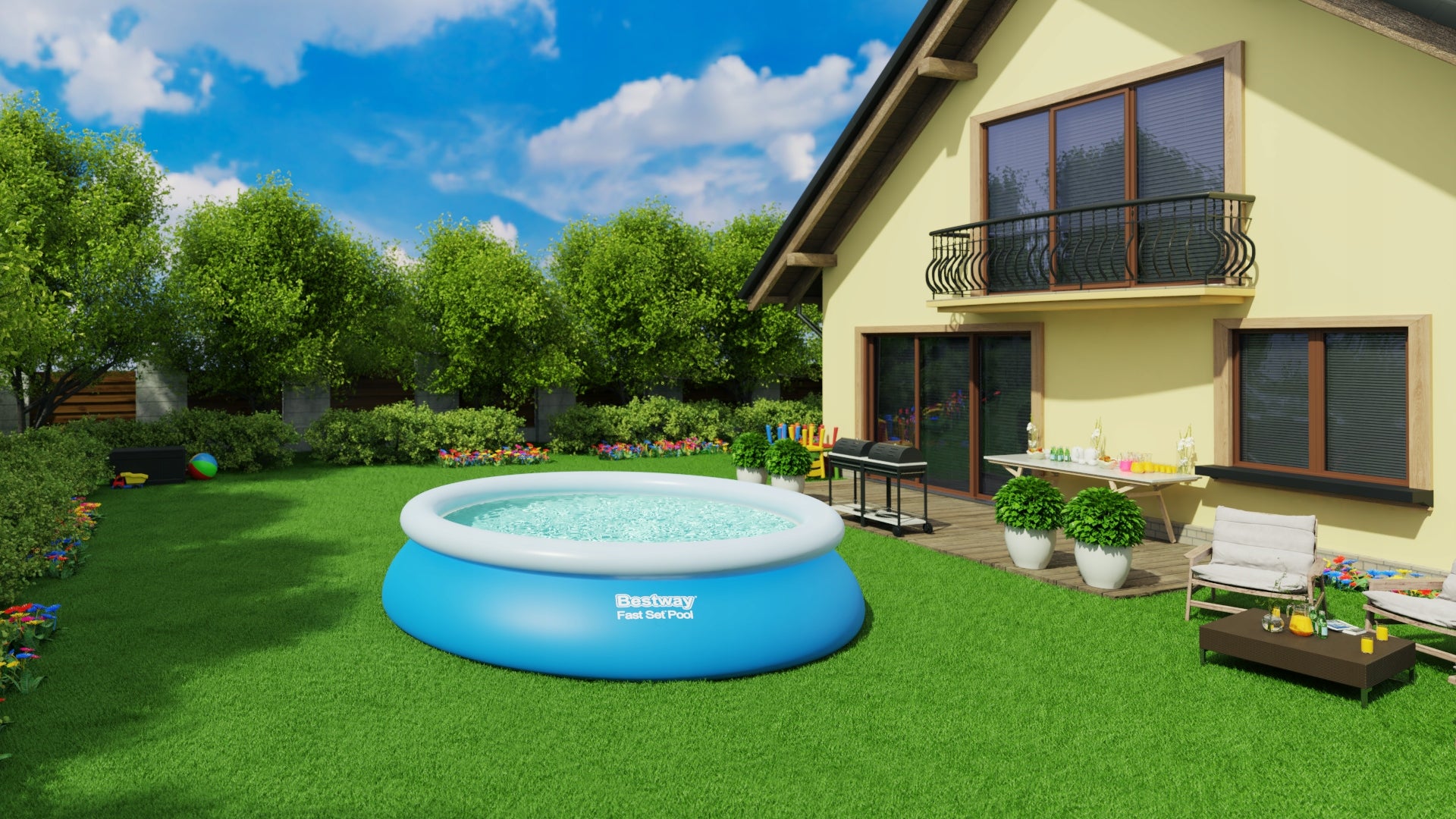 Children's garden pool expansion family 244x61cm Bestway pump 9in1 Volume 1880 l