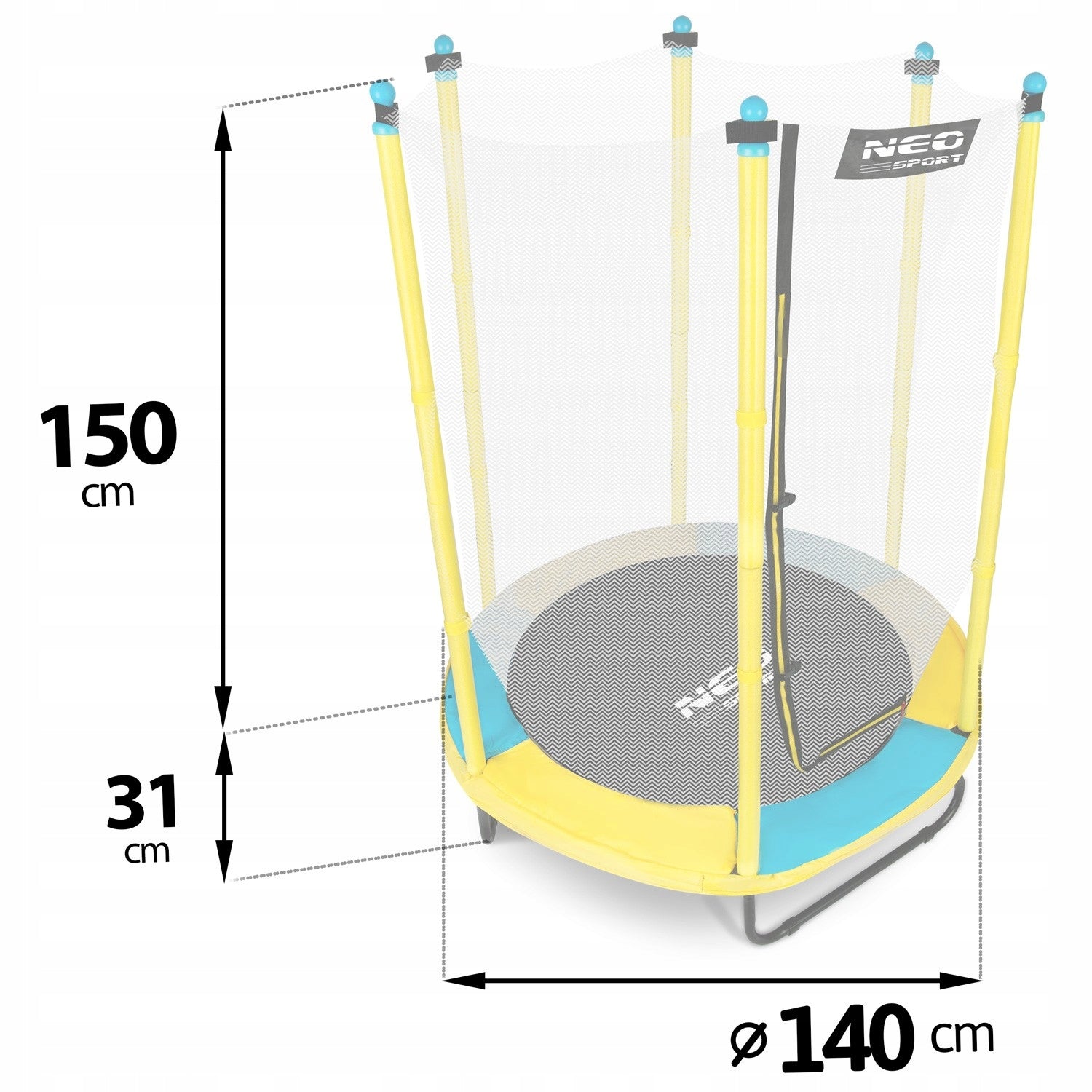Children's garden trampoline 140 cm 4,5ft Neo-Sport Number of springs/ropes 36
