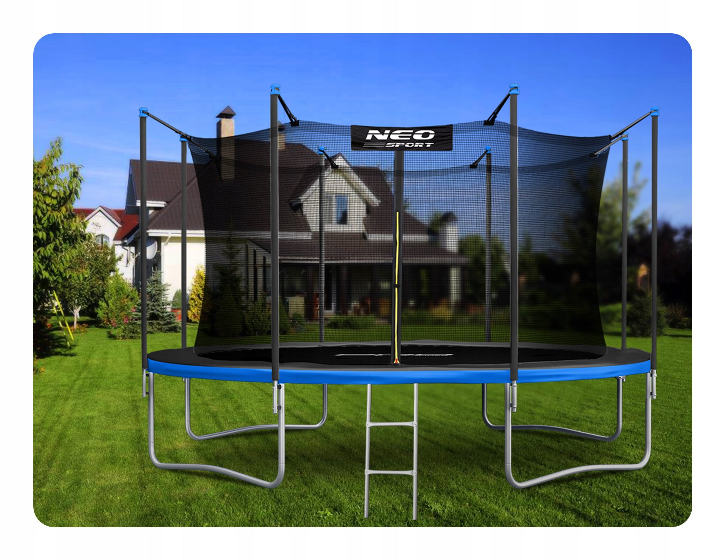 Children's garden trampoline 374cm 12ft + LADDER INNER MESH Height from ground level 70 cm