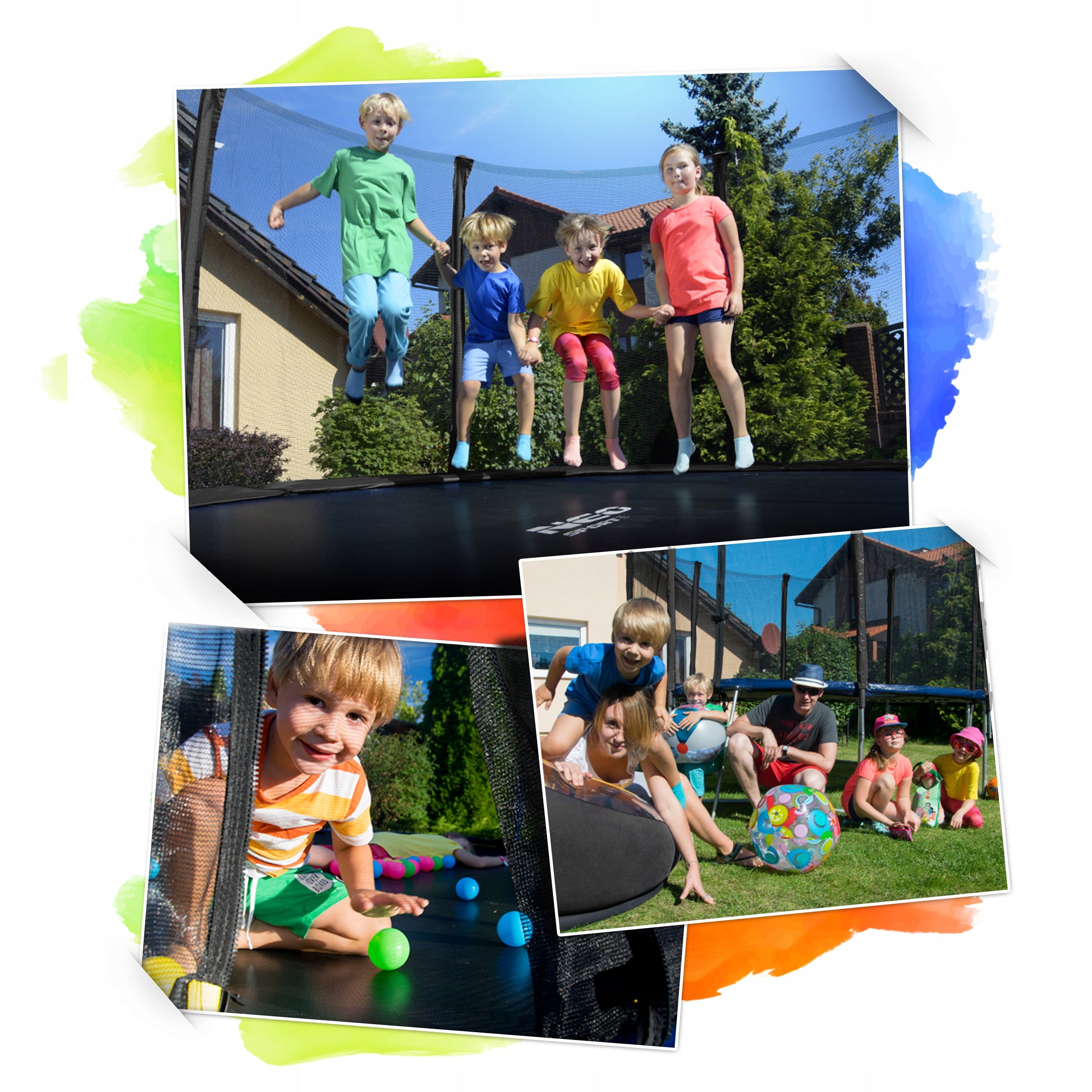 Children's garden trampoline 374cm 12ft + LADDER INNER MESH Number of springs/ropes 64