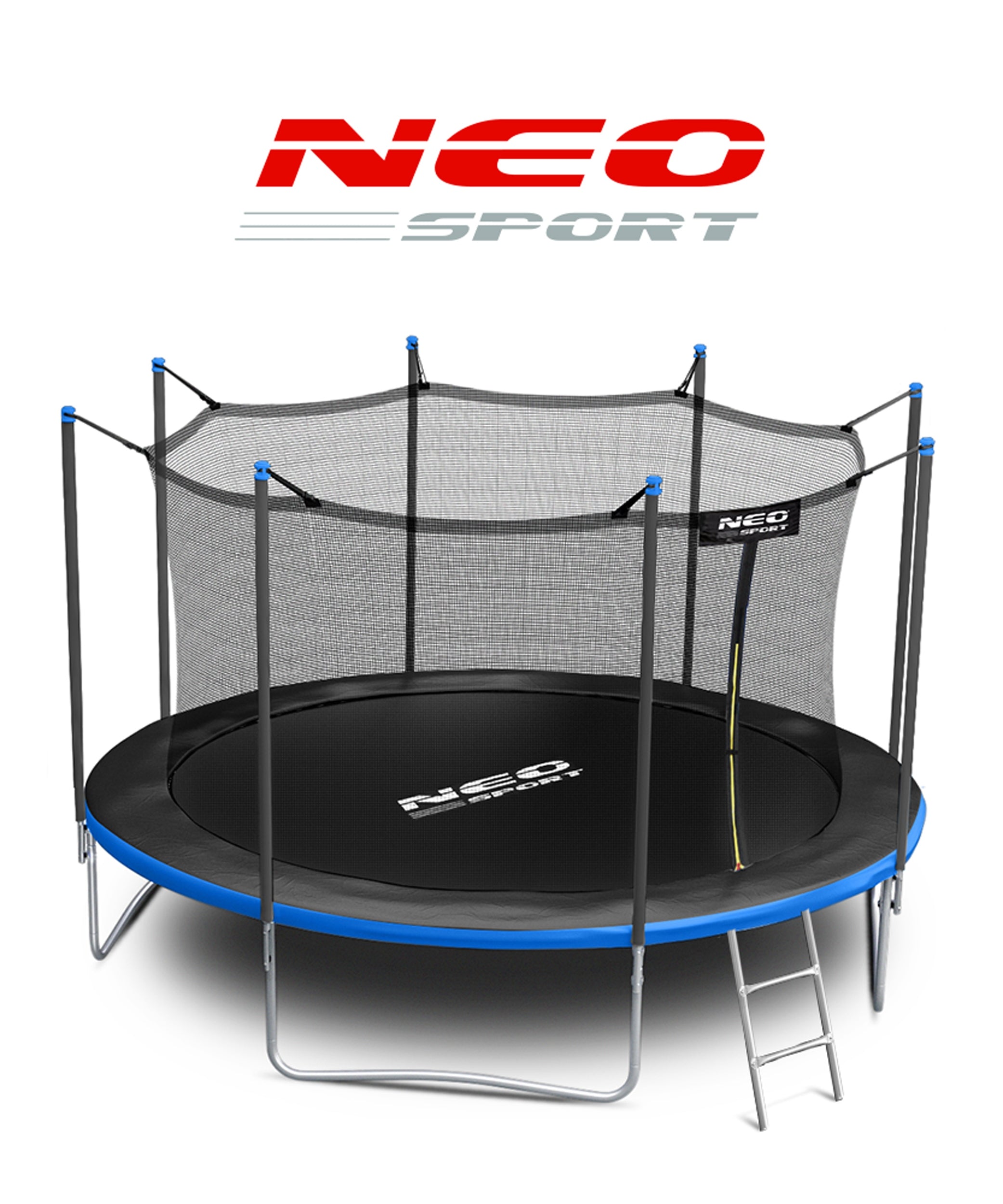 Children's garden trampoline 374cm 12ft + LADDER INNER MESH Total height 250 cm