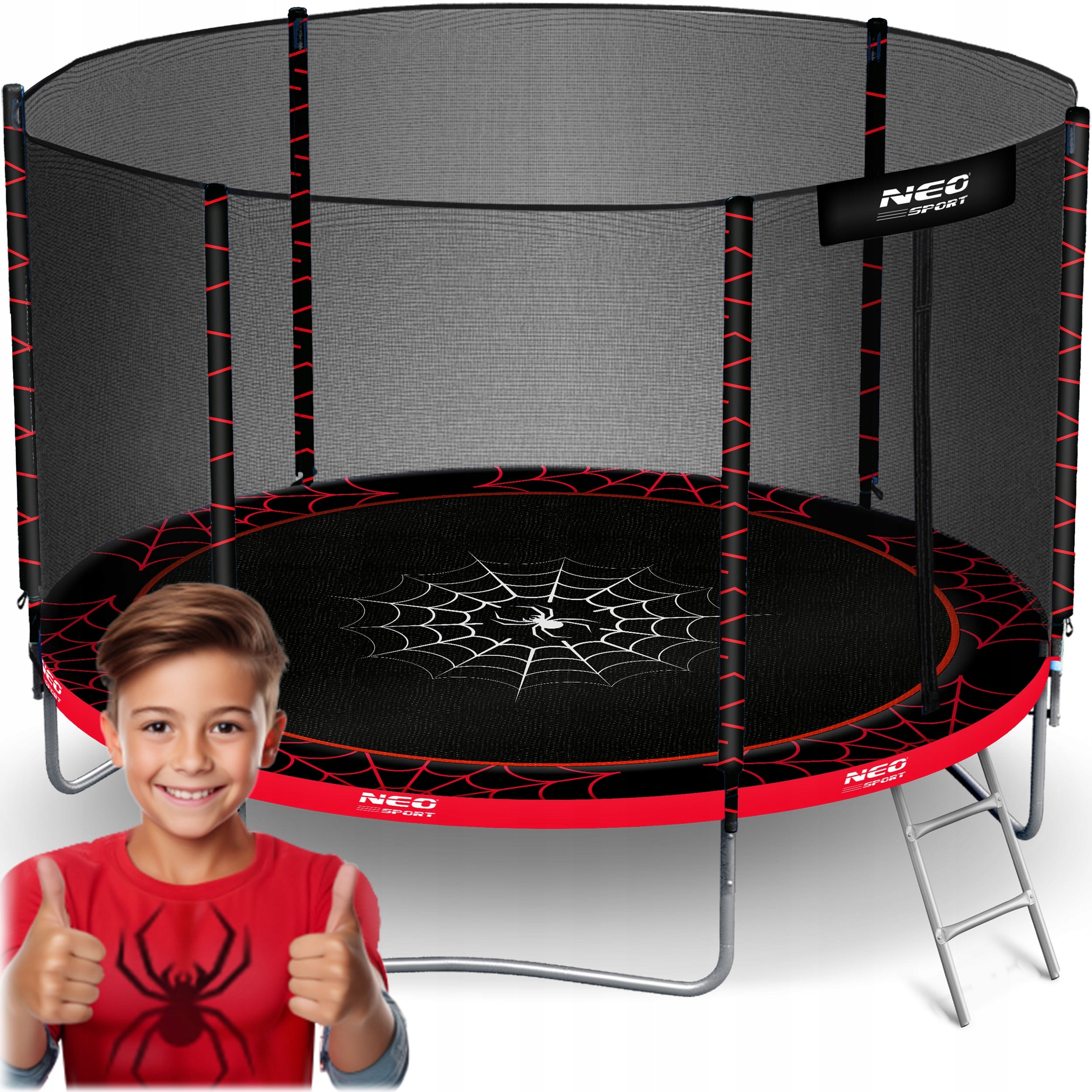 Children's garden trampoline SPIDER 183cm 6ft + LADDER OUTDOOR MESH