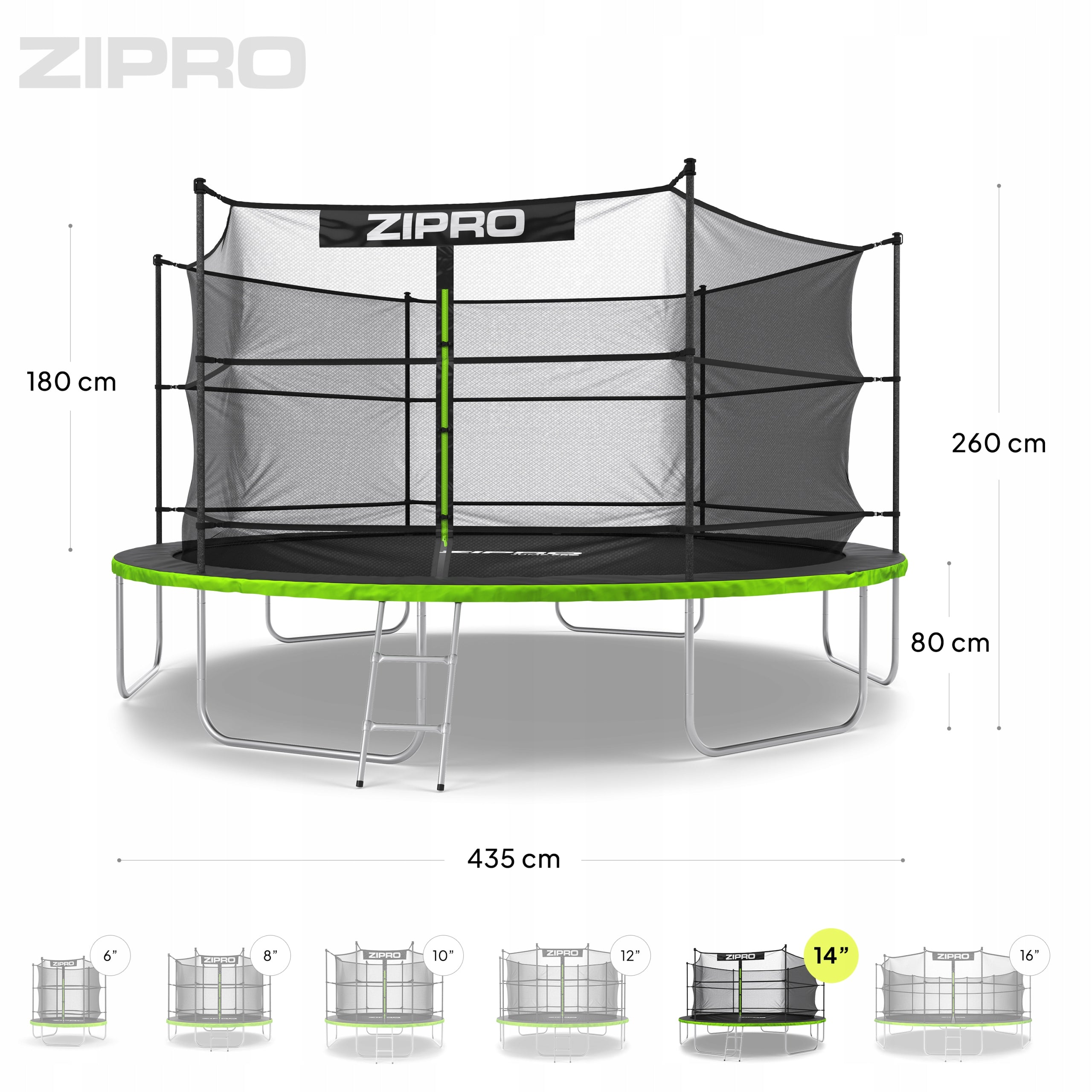 Children's garden trampoline with inner net 14FT 435cm Zipro Number of bars 6 pcs