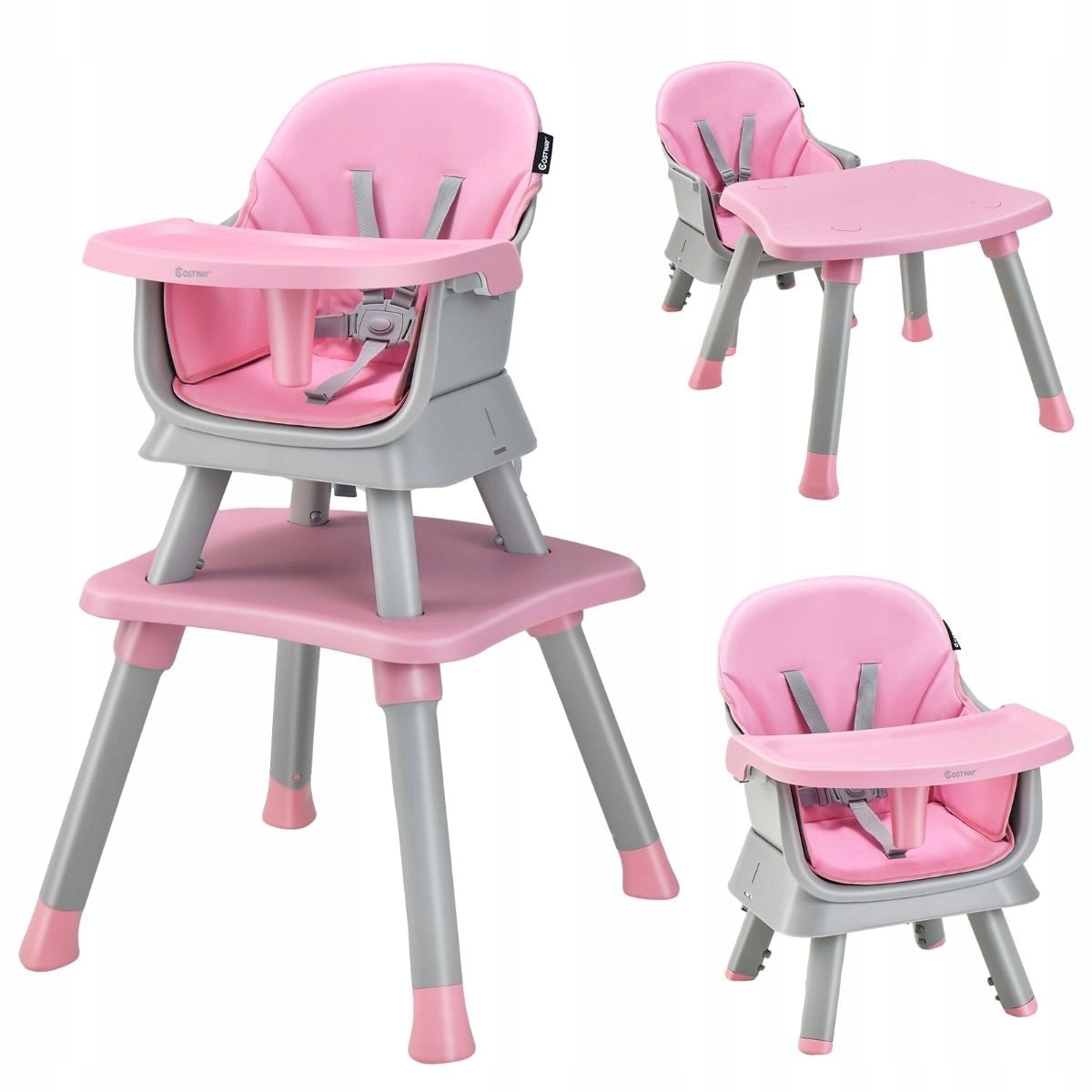 Children's high chair with seat belts