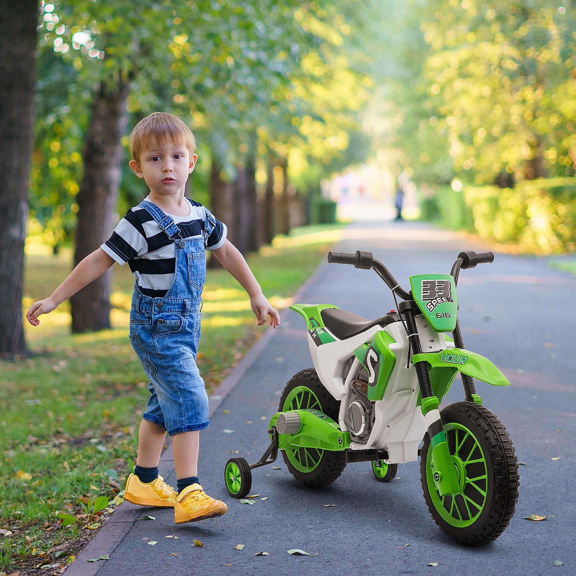 Children's motorcycle, electric, driving time 45 min, with side wheels Packaging status original