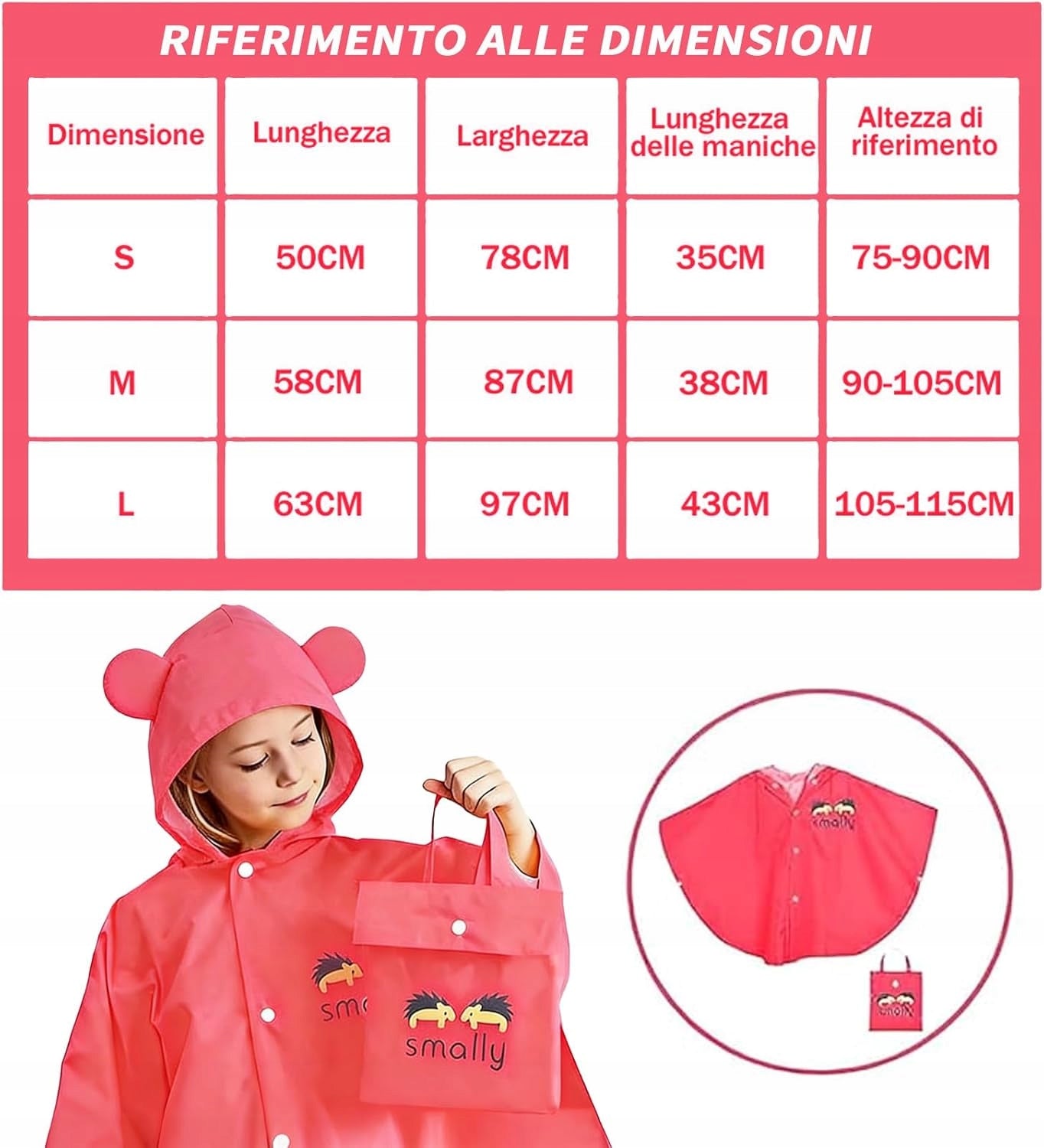 Children's raincoat pink lightweight breathable with hood Brand no brand